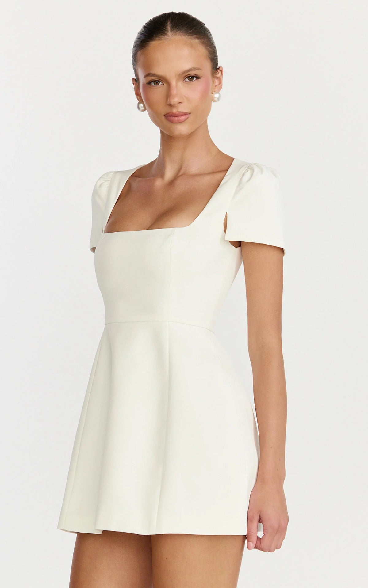 Zinnia Mini Dress - Square Neck Tulip Dress in Pink