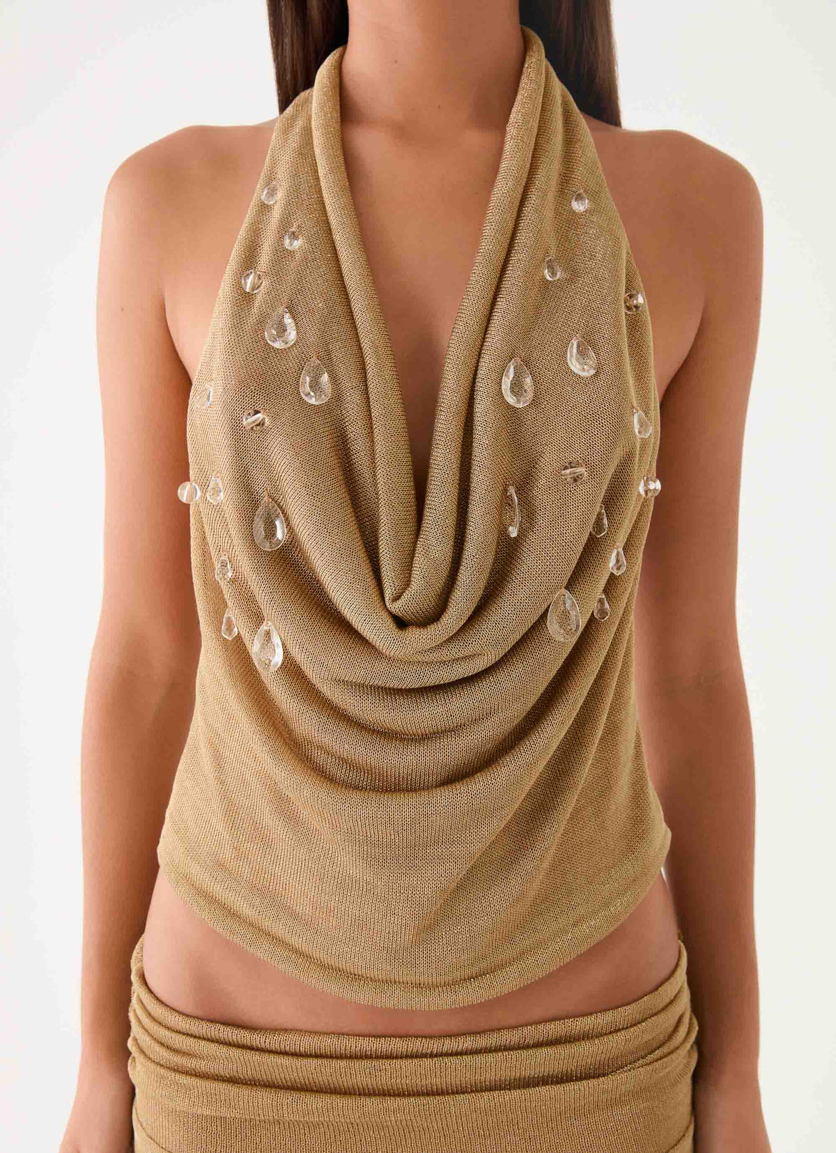 Olyssia Shimmer Embellished Top - Shimmer Gold