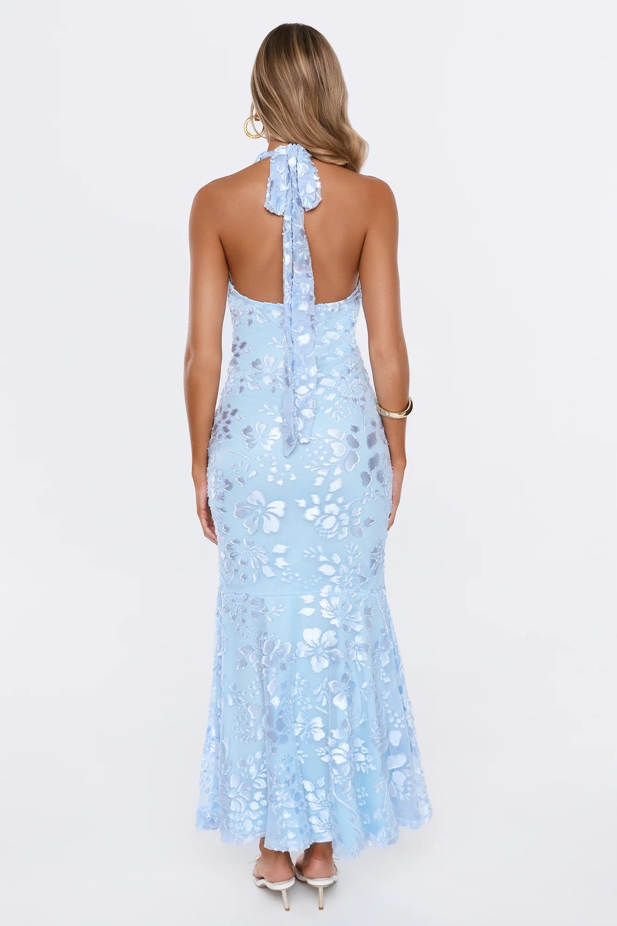 Electric Nights Halter Maxi Dress Blue
