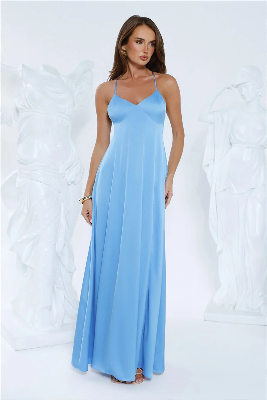 Luxe Horizon Satin Maxi Dress Red