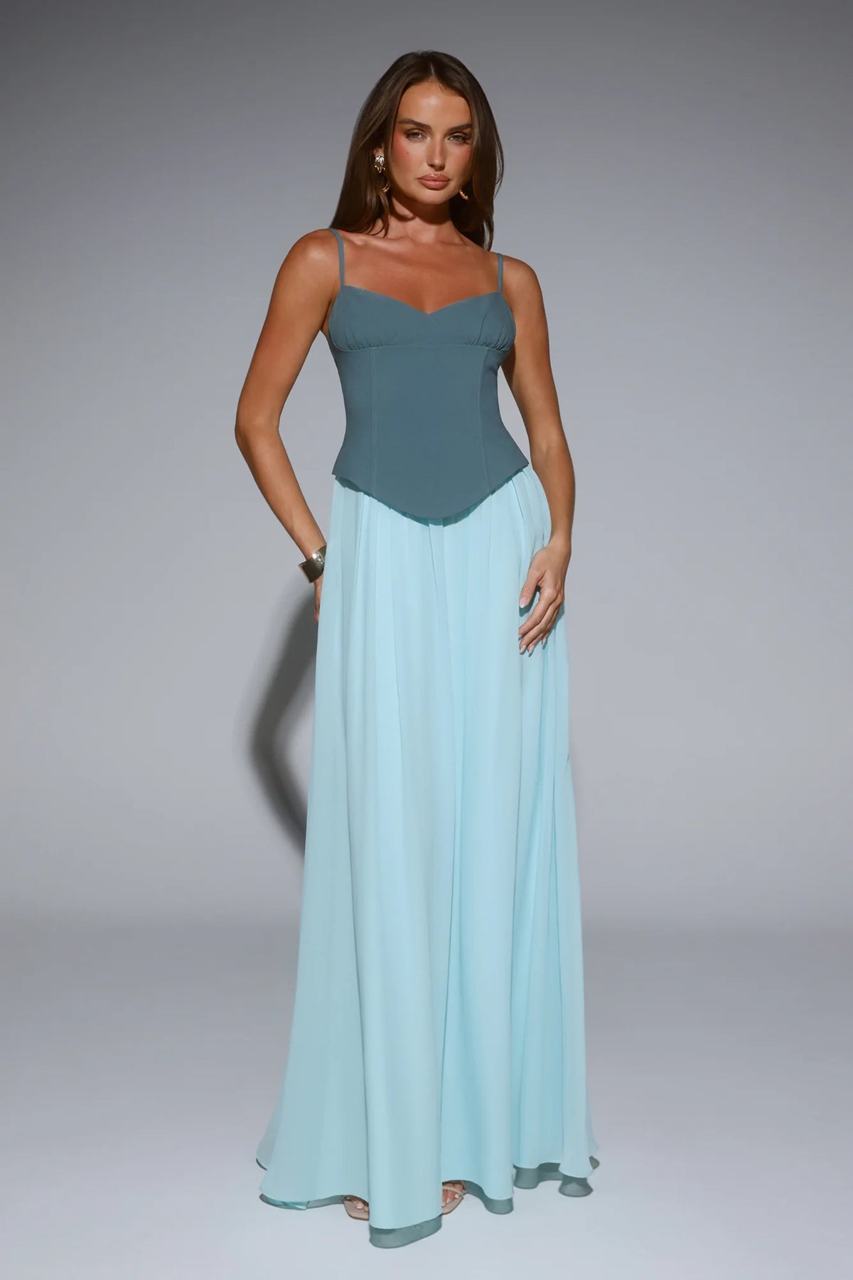 Sleek Society Maxi Dress Teal