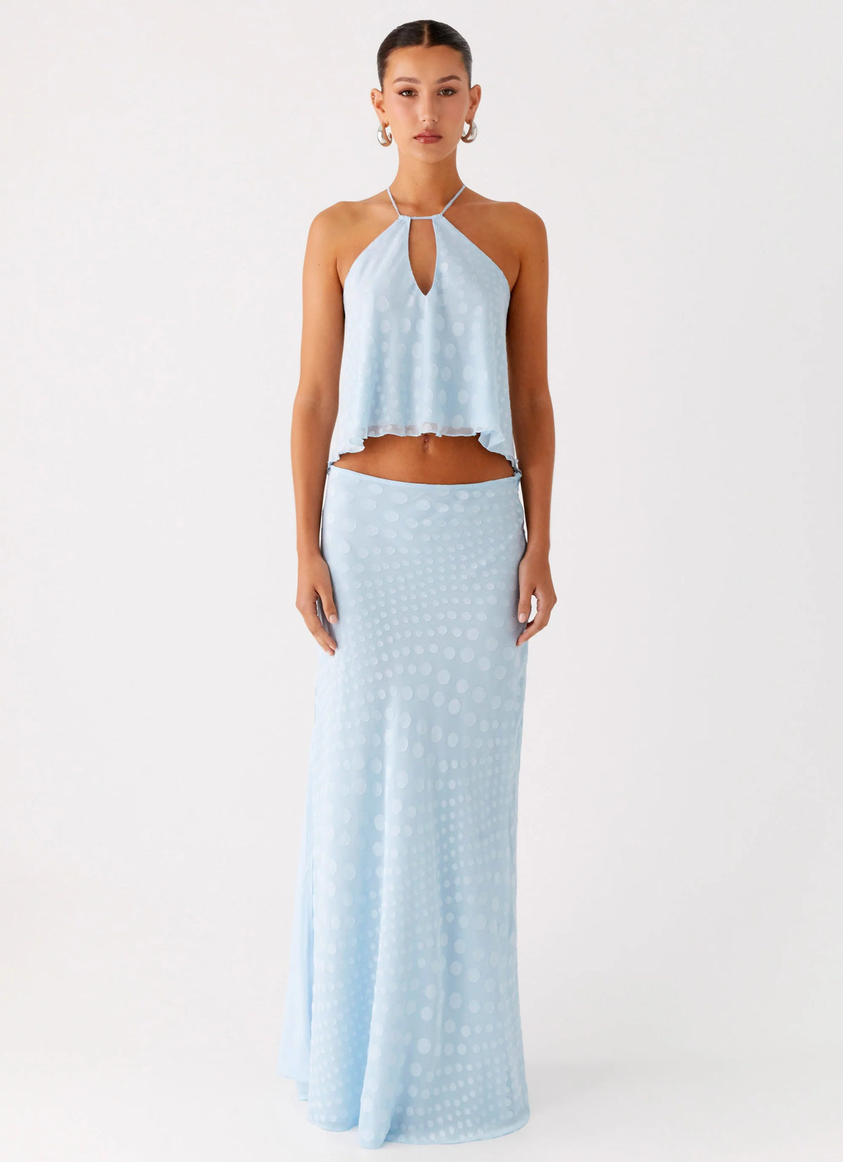 Mena Chiffon Spot Top - Blue