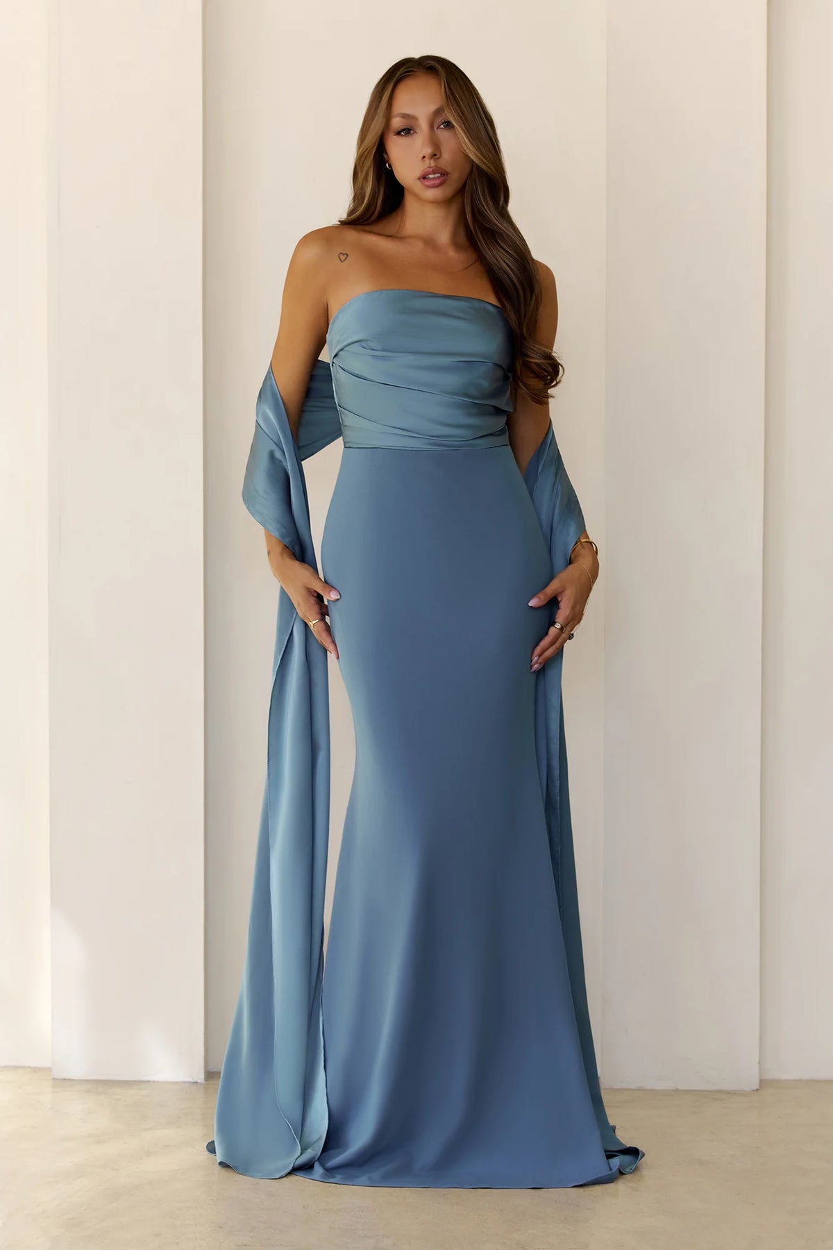 Luxe Nights Strapless Maxi Dress Chocolate