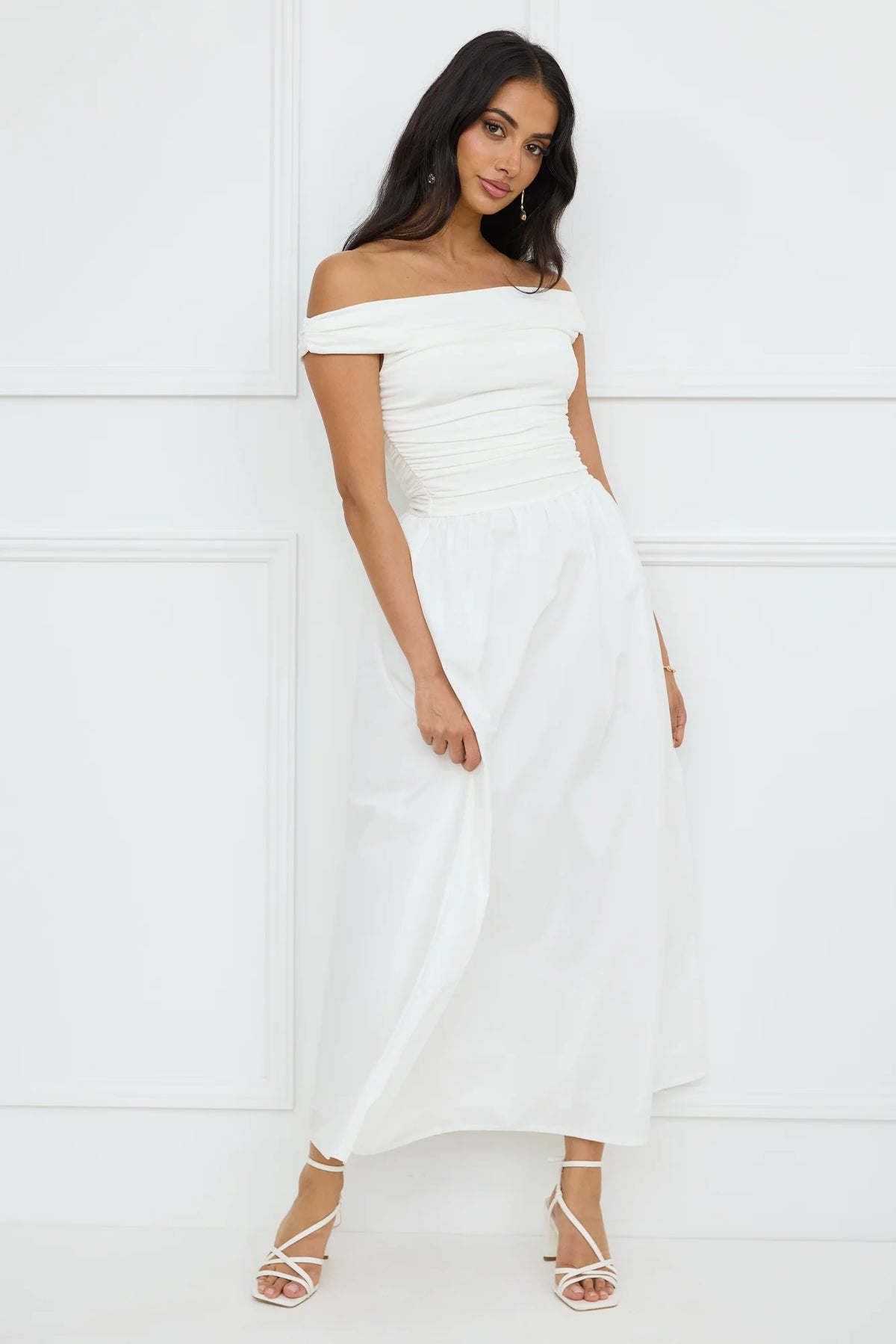 Camellia Charm Off Shoulder Maxi Dress Yellow