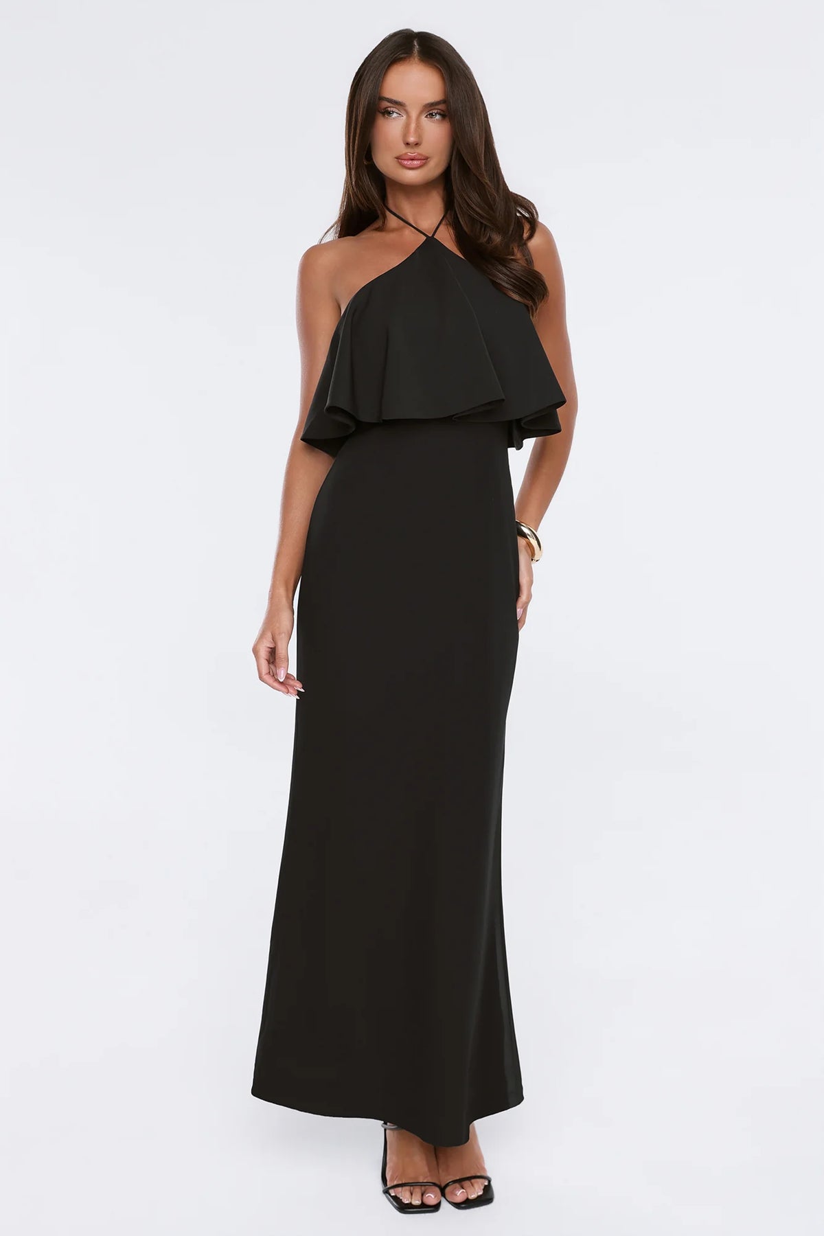 Silken Radiance Halter Maxi Dress Pink