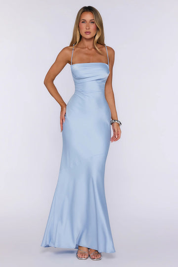 Evening Energy Satin Maxi Dress Blue