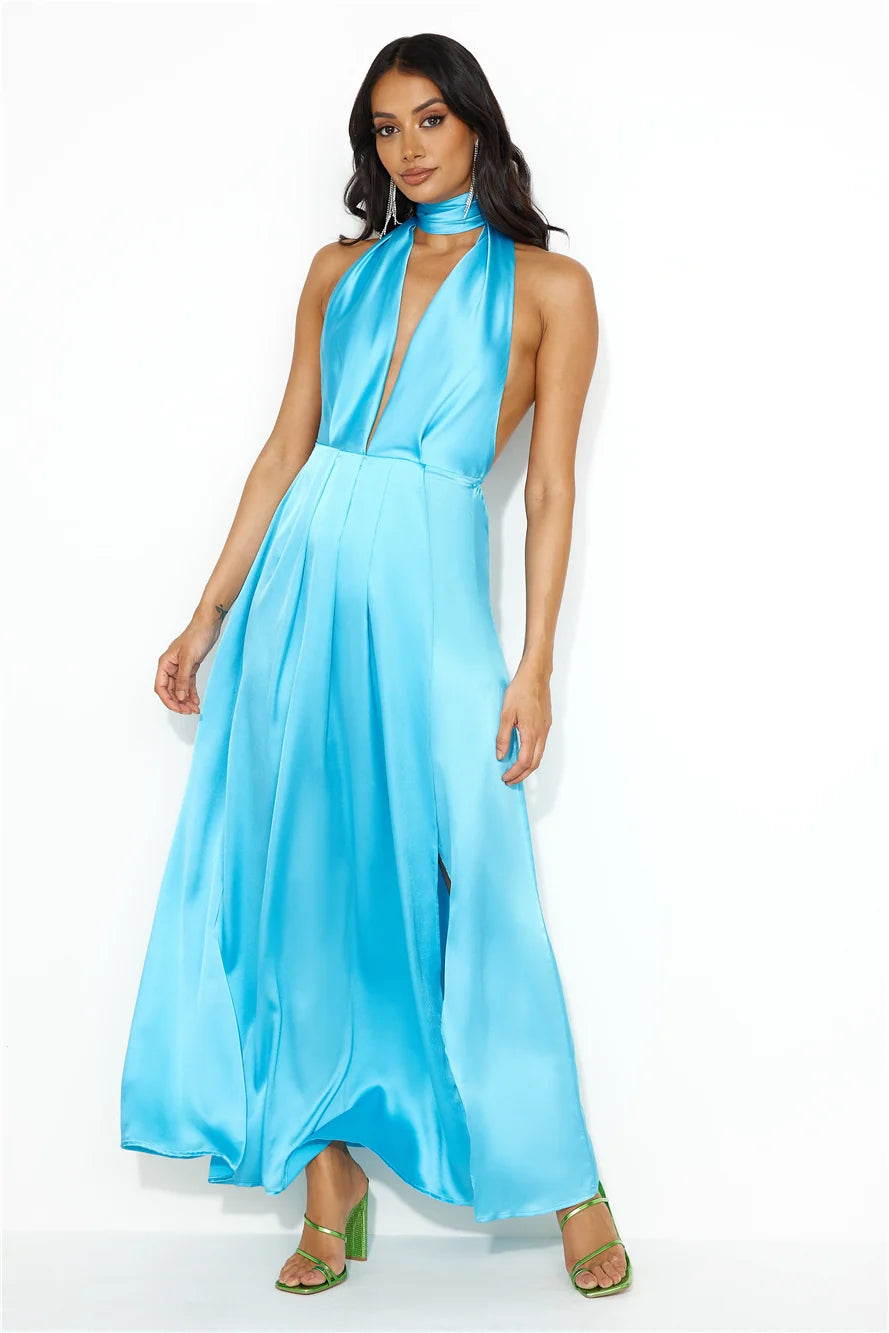 Exciting Event Satin Maxi Dress Pink
