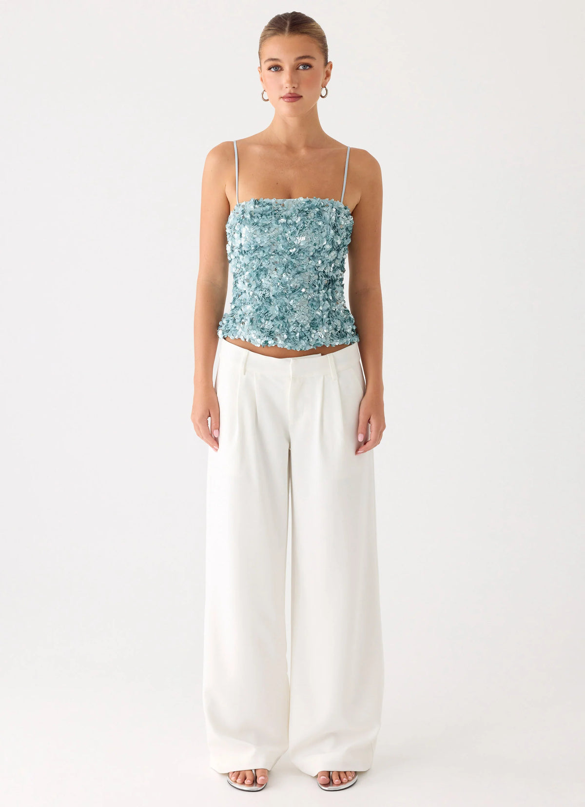 Alayna Sequin Top - Aqua