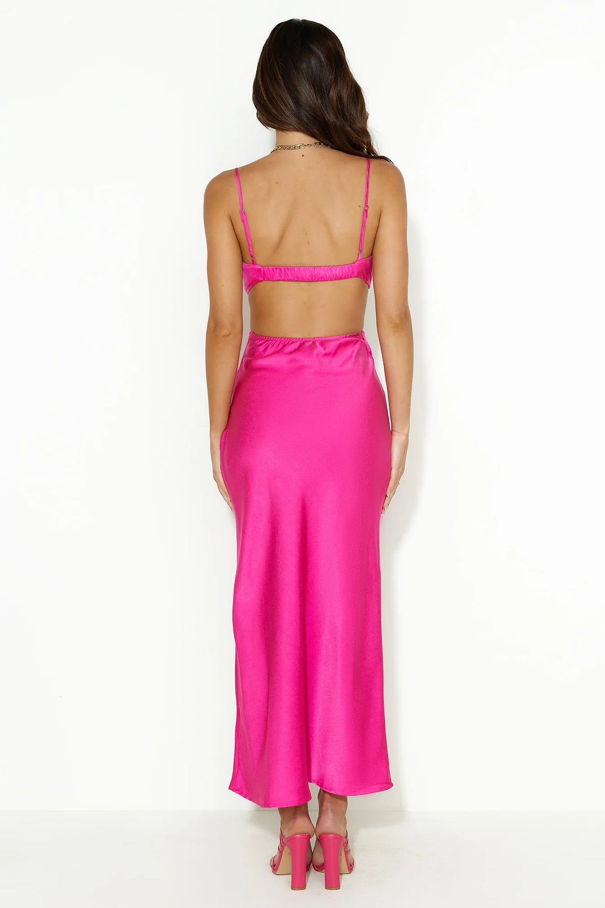 Decision Made Satin Midi Dress Pink