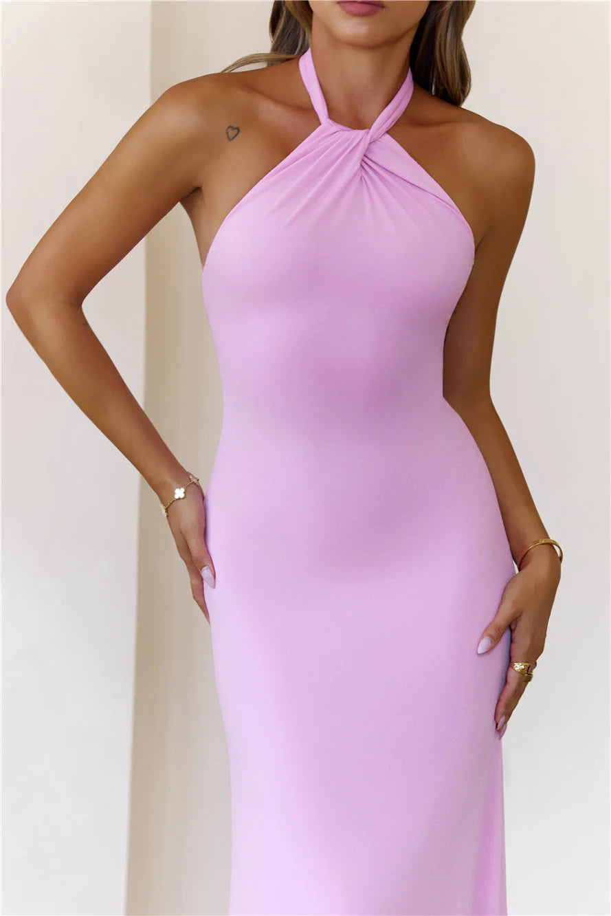 Sparkalina Halter Maxi Dress Blue