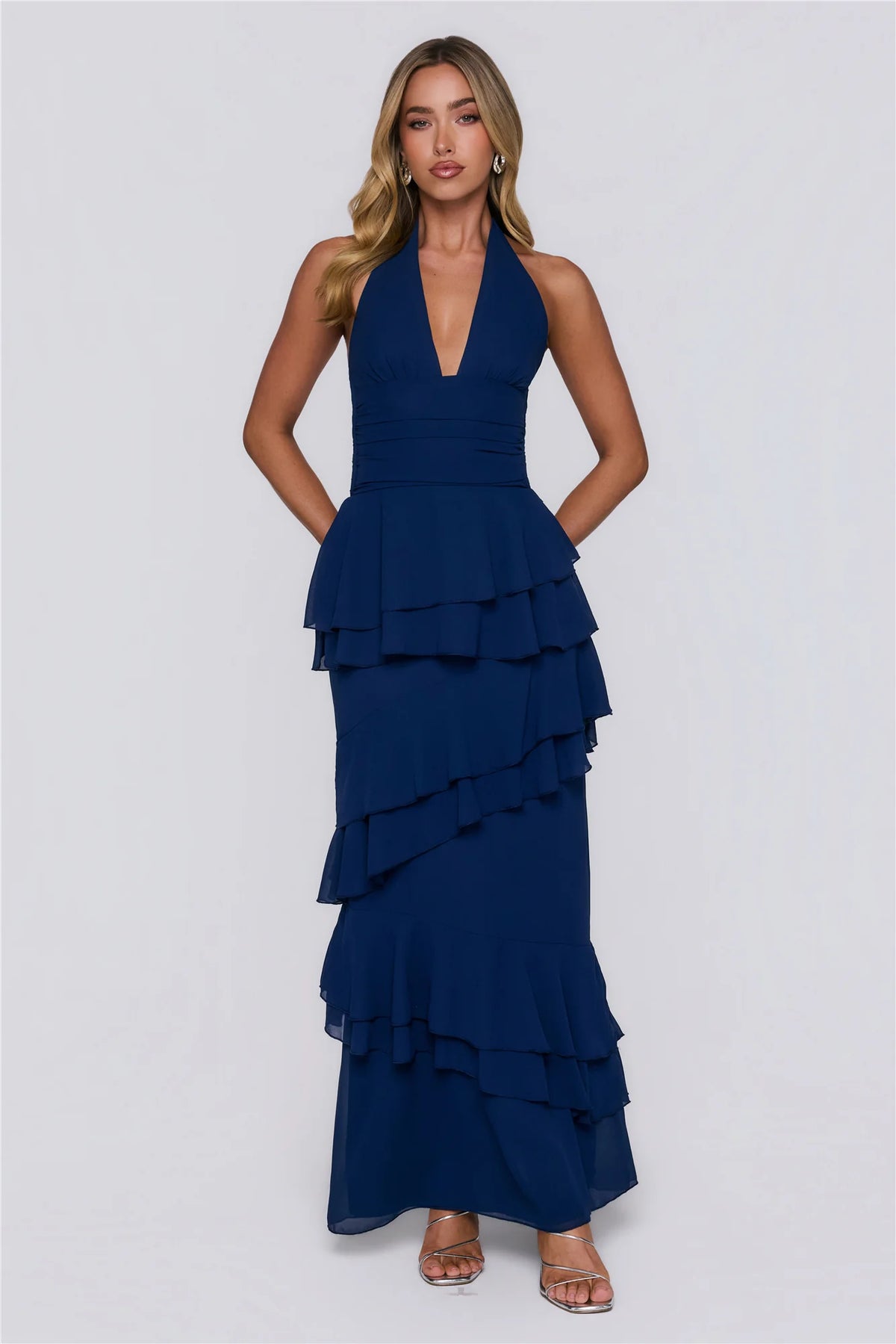 Power Glow Halter Maxi Dress Lilac