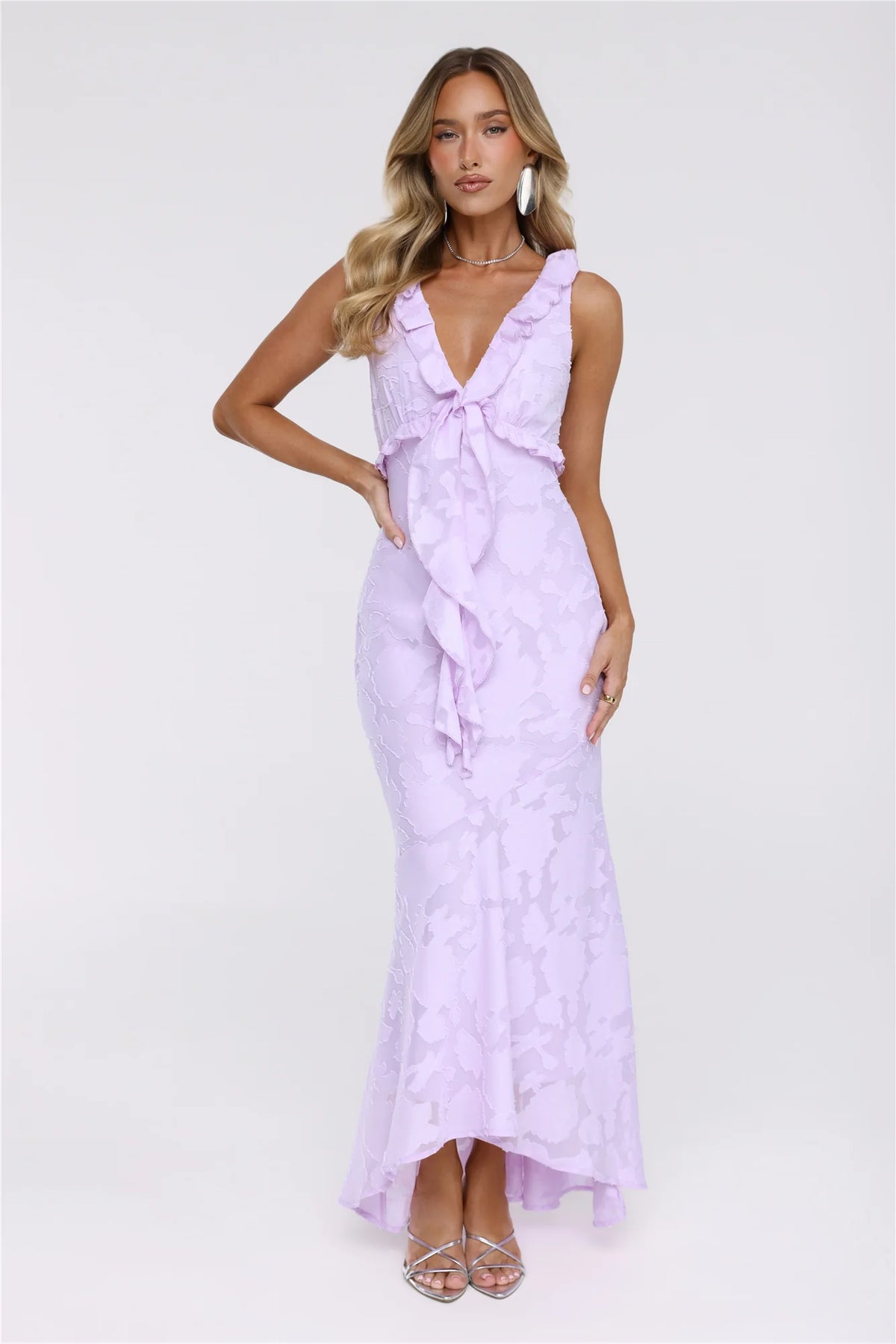 Shimmer Petal Maxi Dress Navy