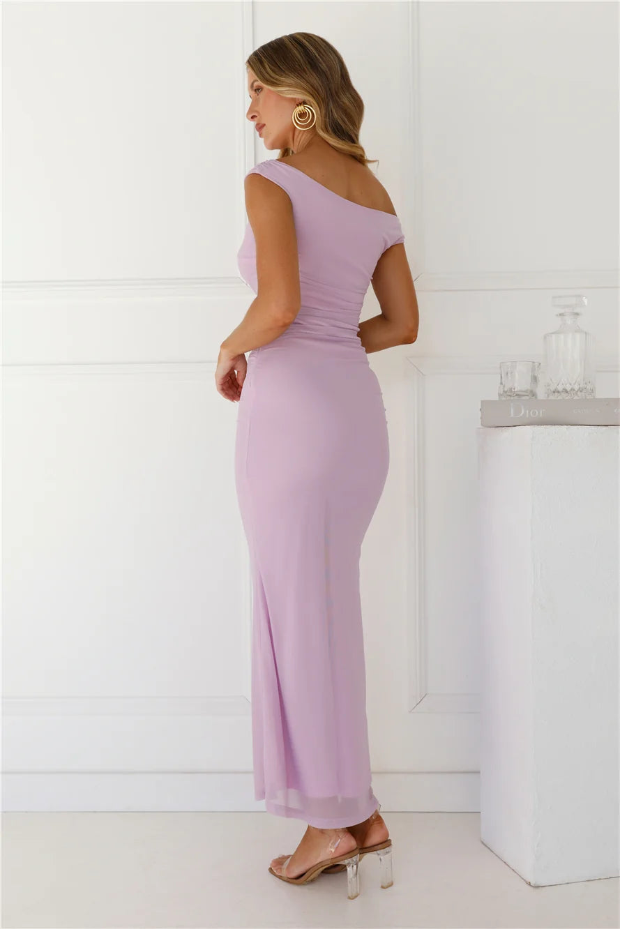 Perfect Vibe Off Shoulder Mesh Maxi Dress Yellow