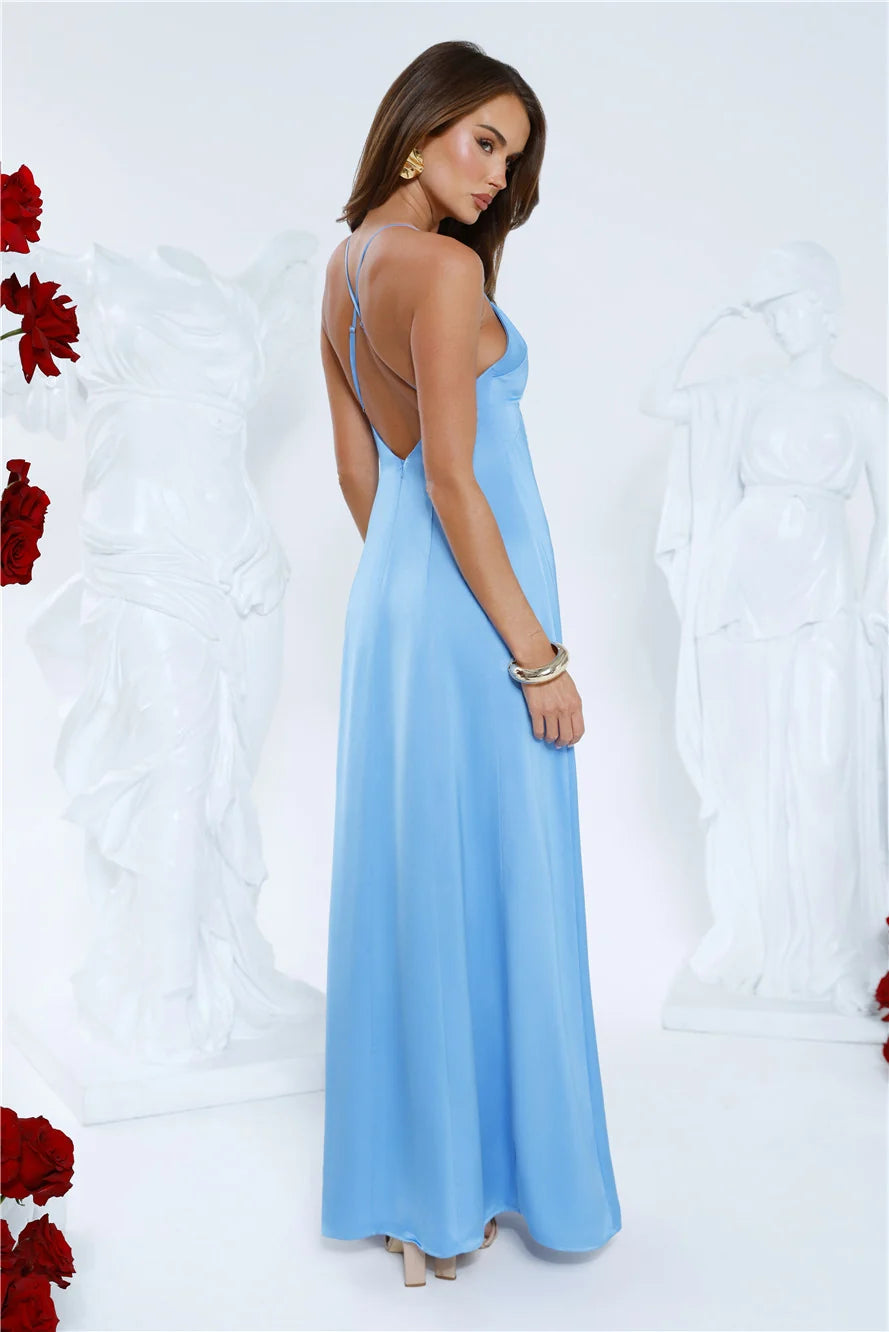 Luxe Horizon Satin Maxi Dress Red