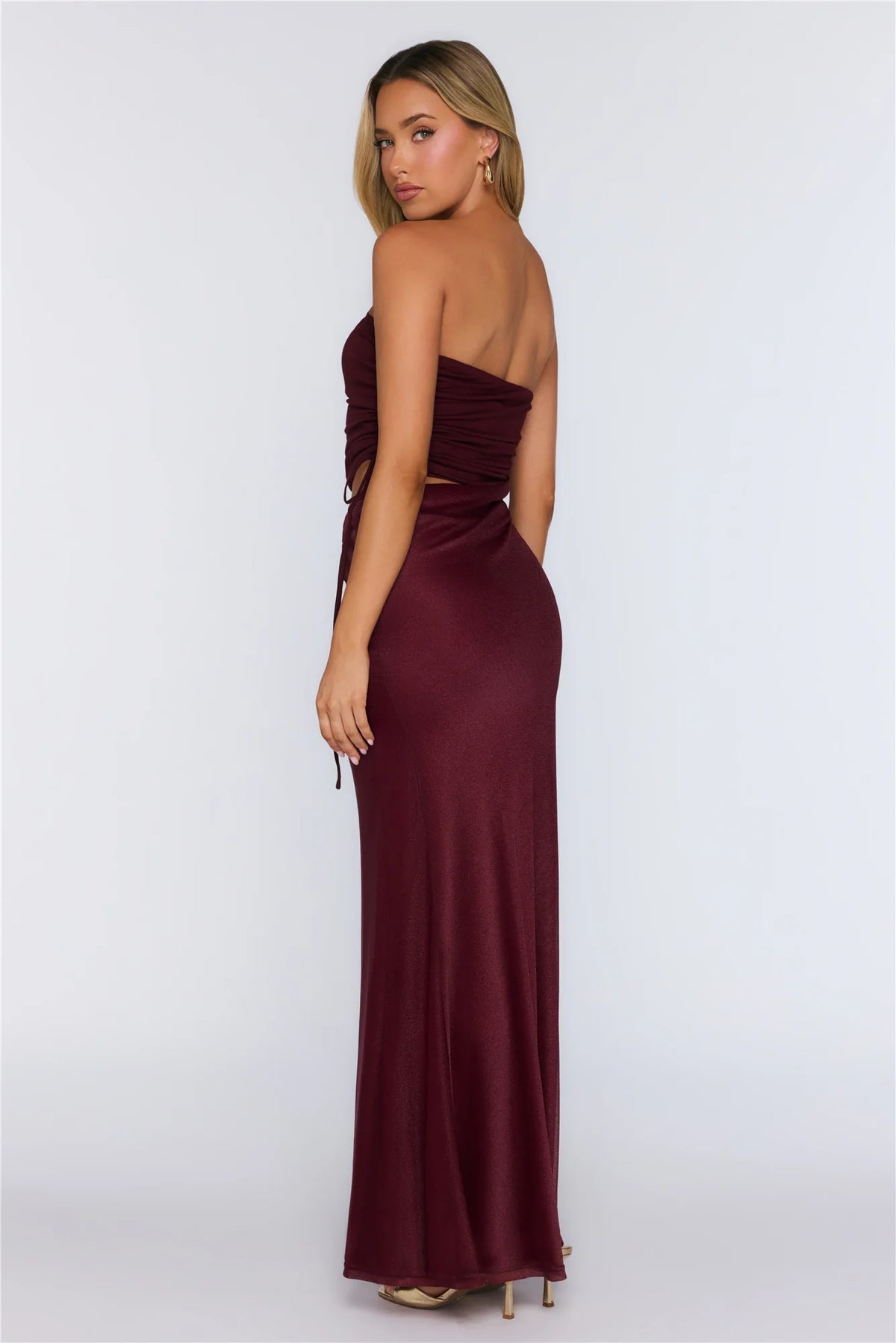 Pretty And Ready Strapless Maxi Dress Wine