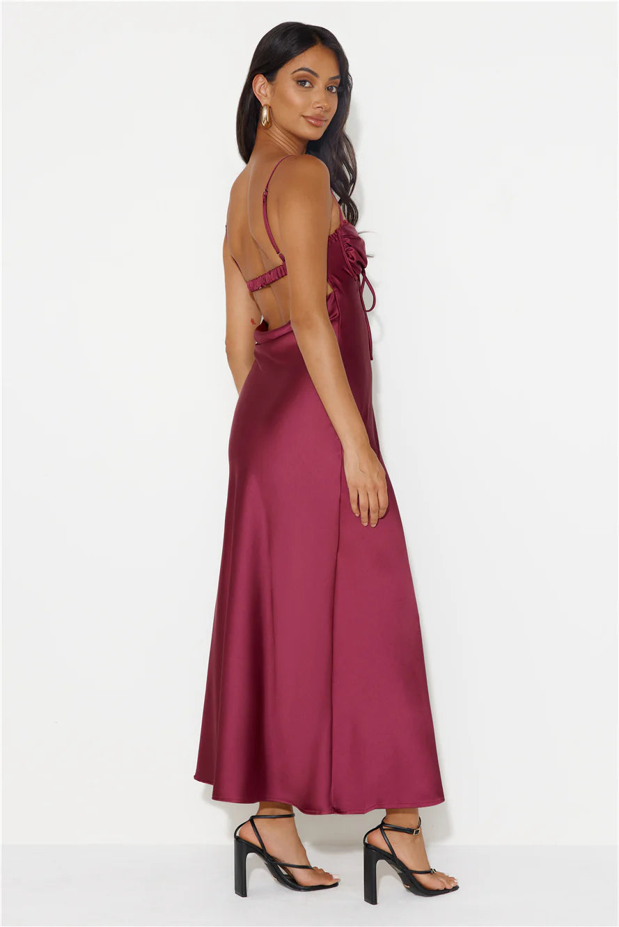 Winery Wedding Satin Maxi Dress Lilac