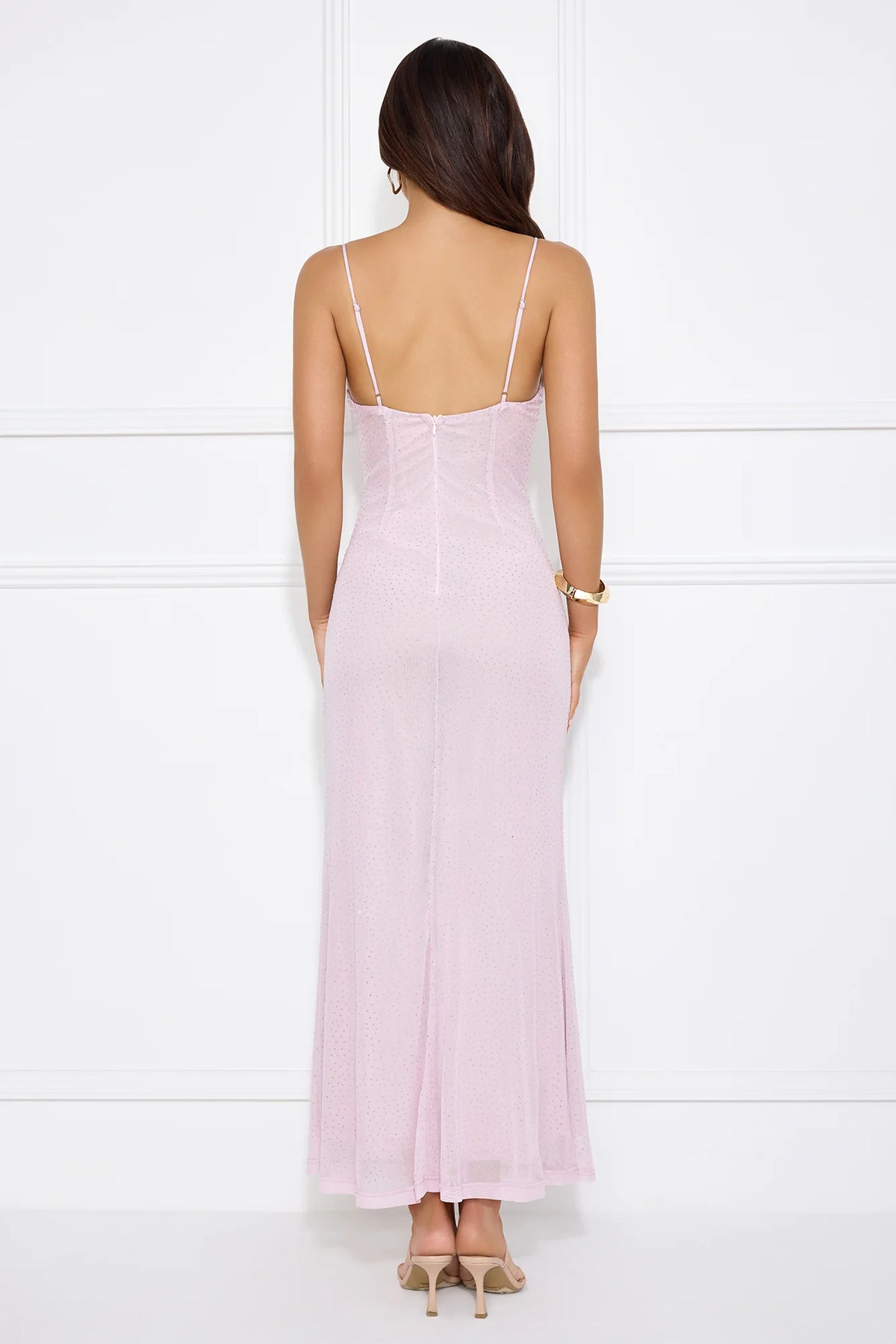 Elevated Status Embellished Mesh Maxi Dress Black