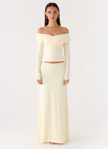 Like A Flower Maxi Skirt - Lemon Yellow