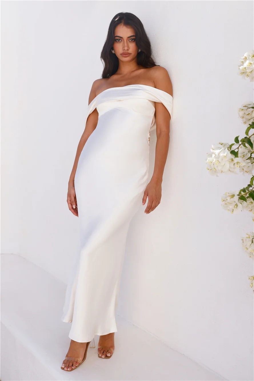 Precious Pearl Satin Maxi Dress Pink