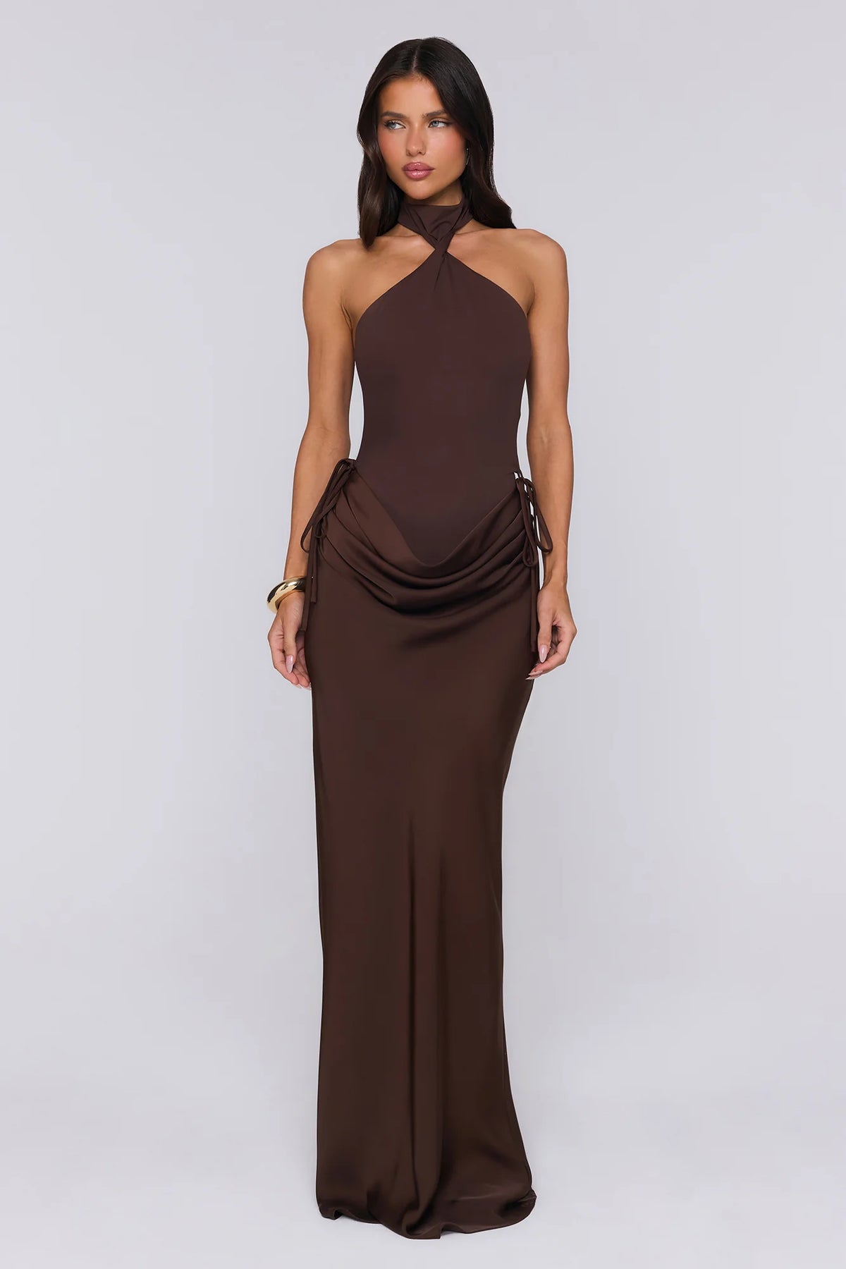 Evening Spark Satin Maxi Skirt Black