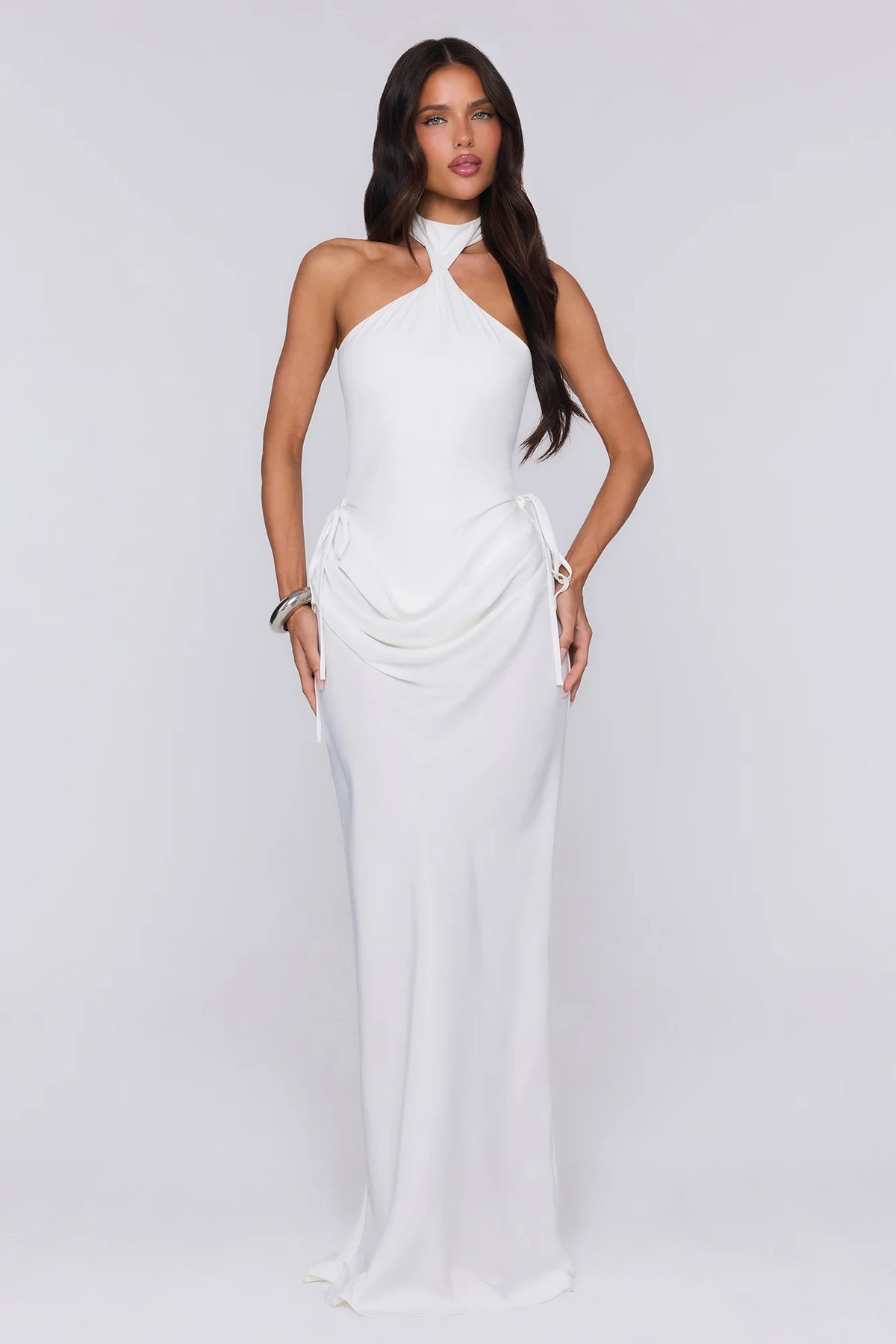 Evening Spark Satin Maxi Skirt Black
