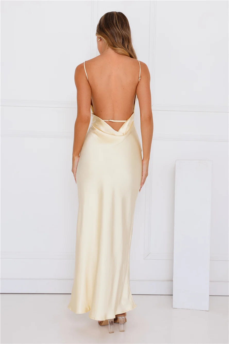 Unveiled Sophistication Satin Maxi Dress Ruby