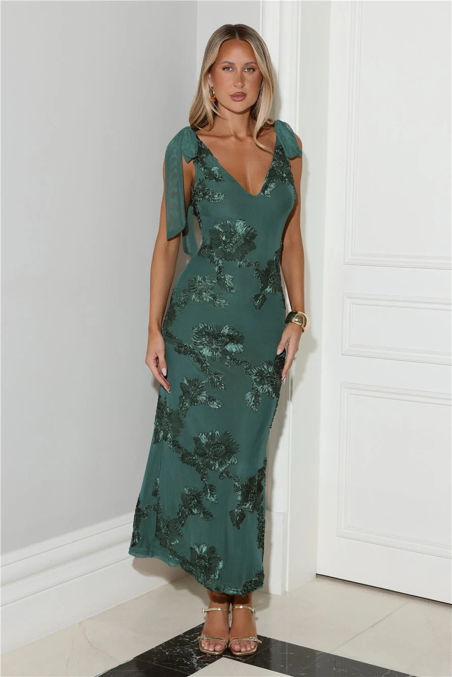 Golden Doll Mesh Maxi Dress Blue