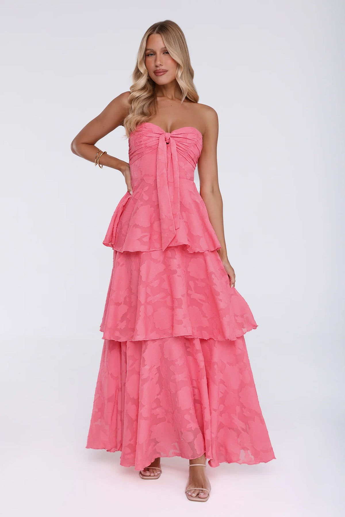 Frost Flare Strapless Maxi Dress Blue