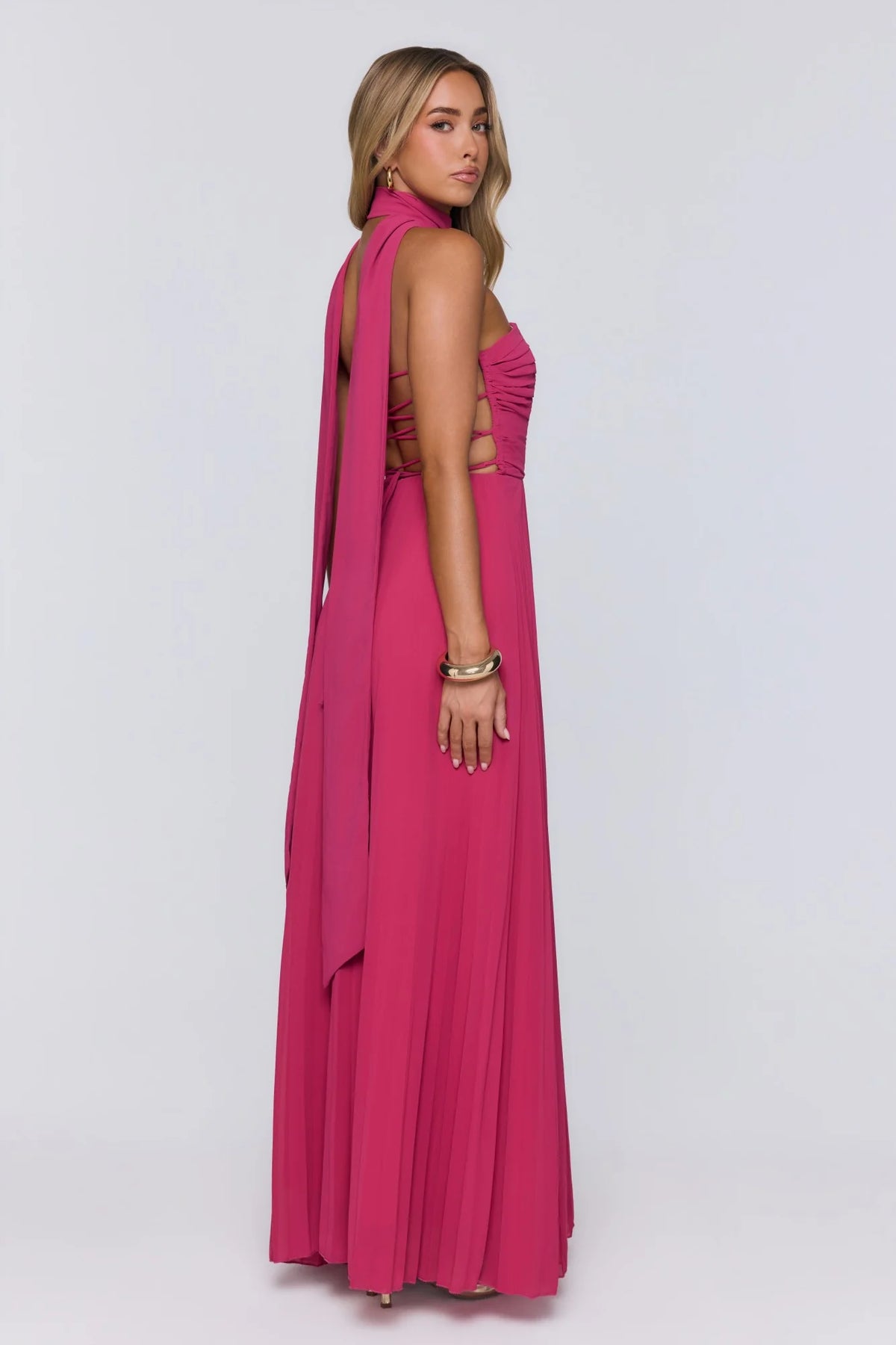 Sugar Babe Strapless Pleated Maxi Dress Blue