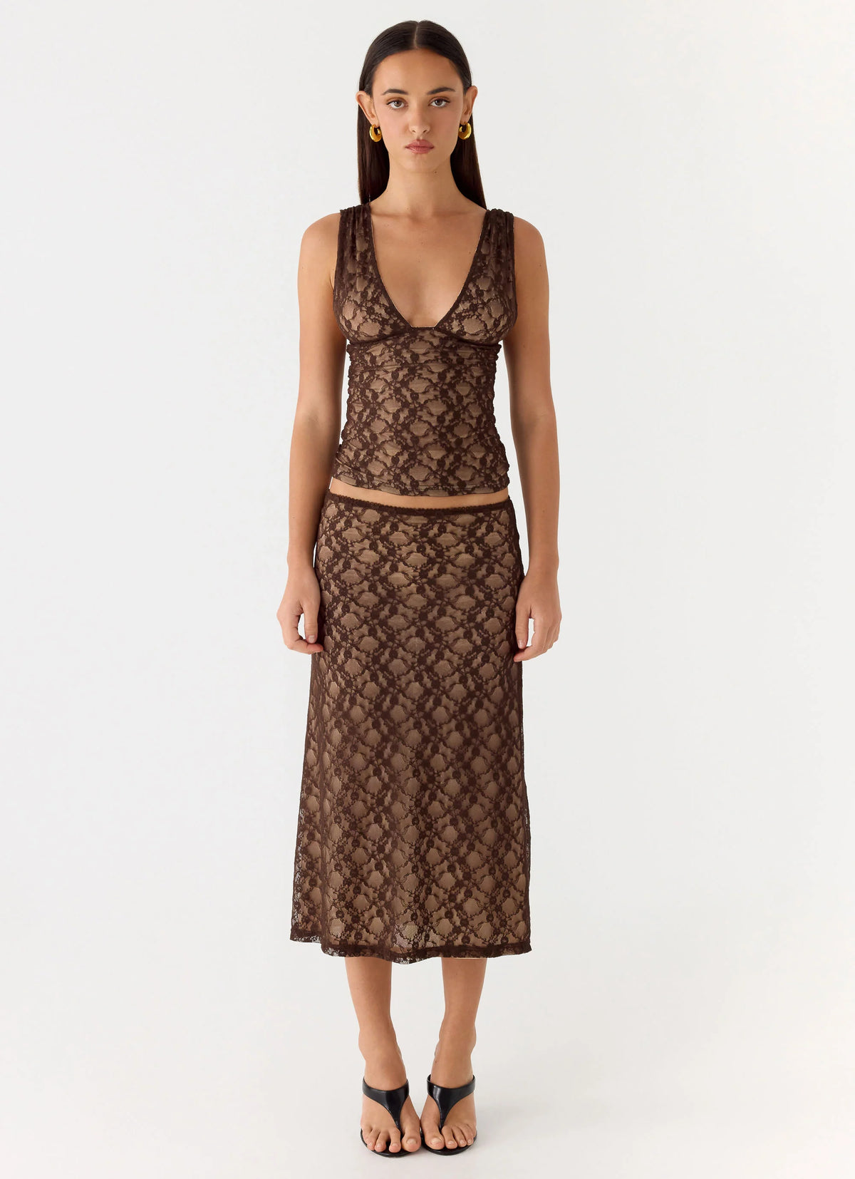 Options Lace Top - Chocolate