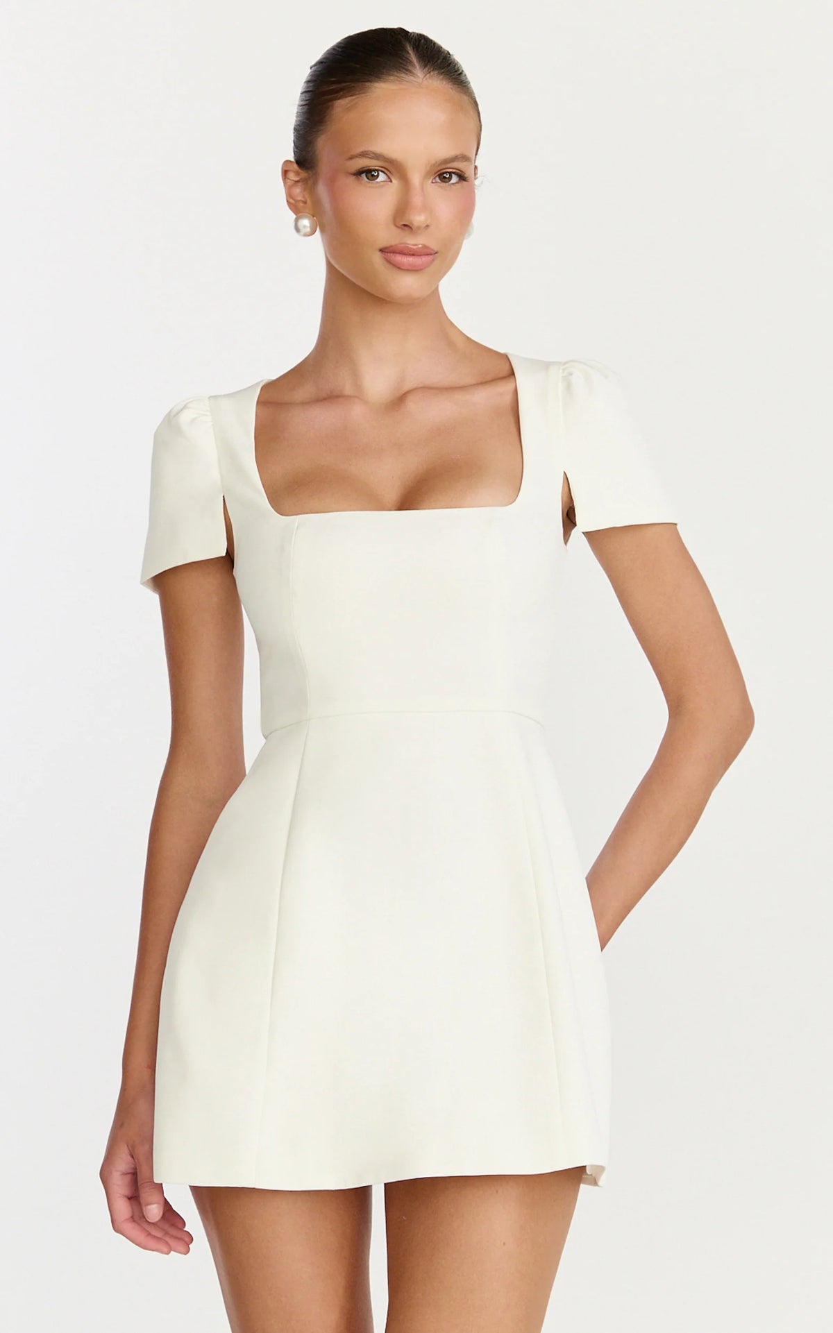 Zinnia Mini Dress - Square Neck Tulip Dress in Pink