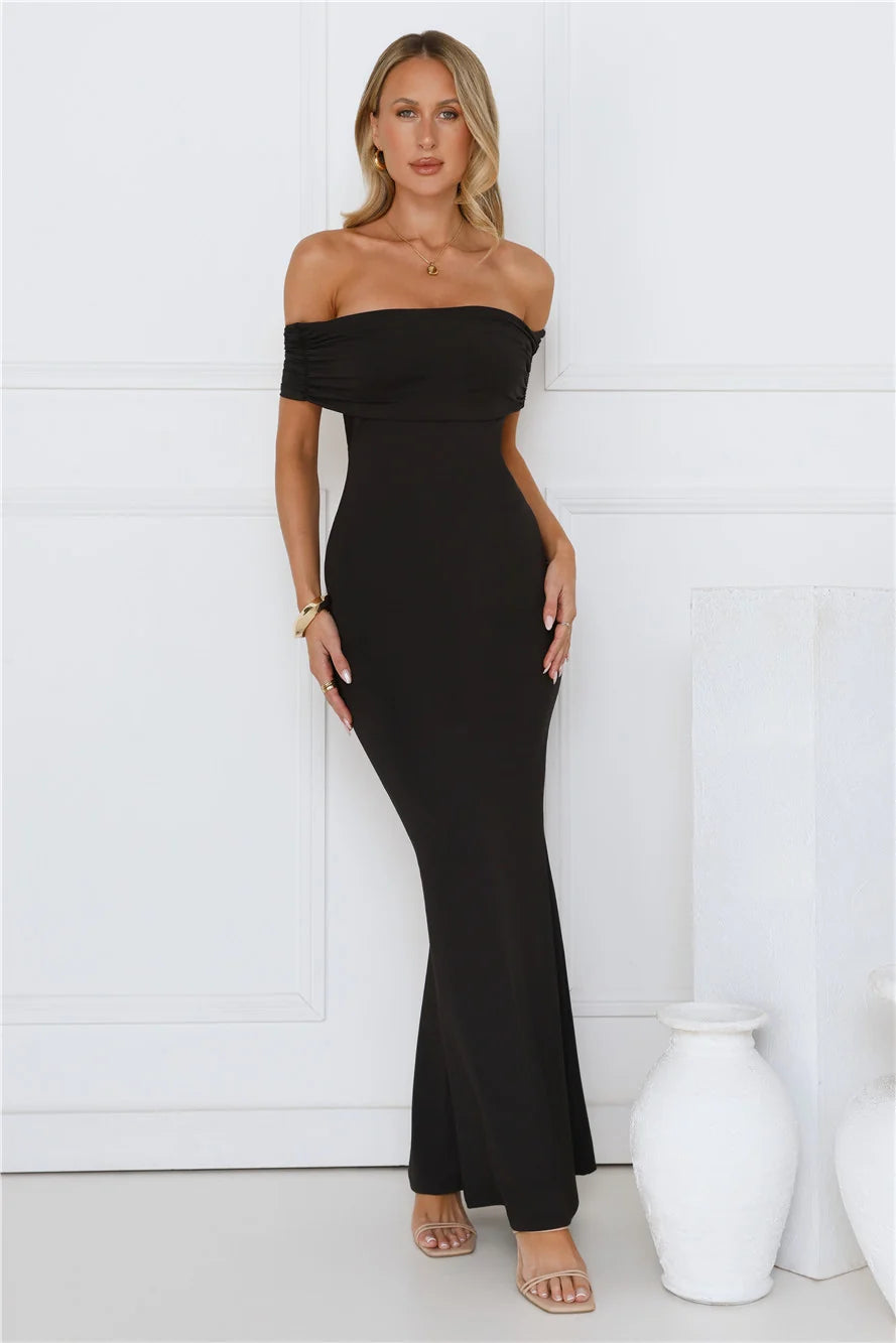 Vibe On Point Off Shoulder Maxi Dress Wine