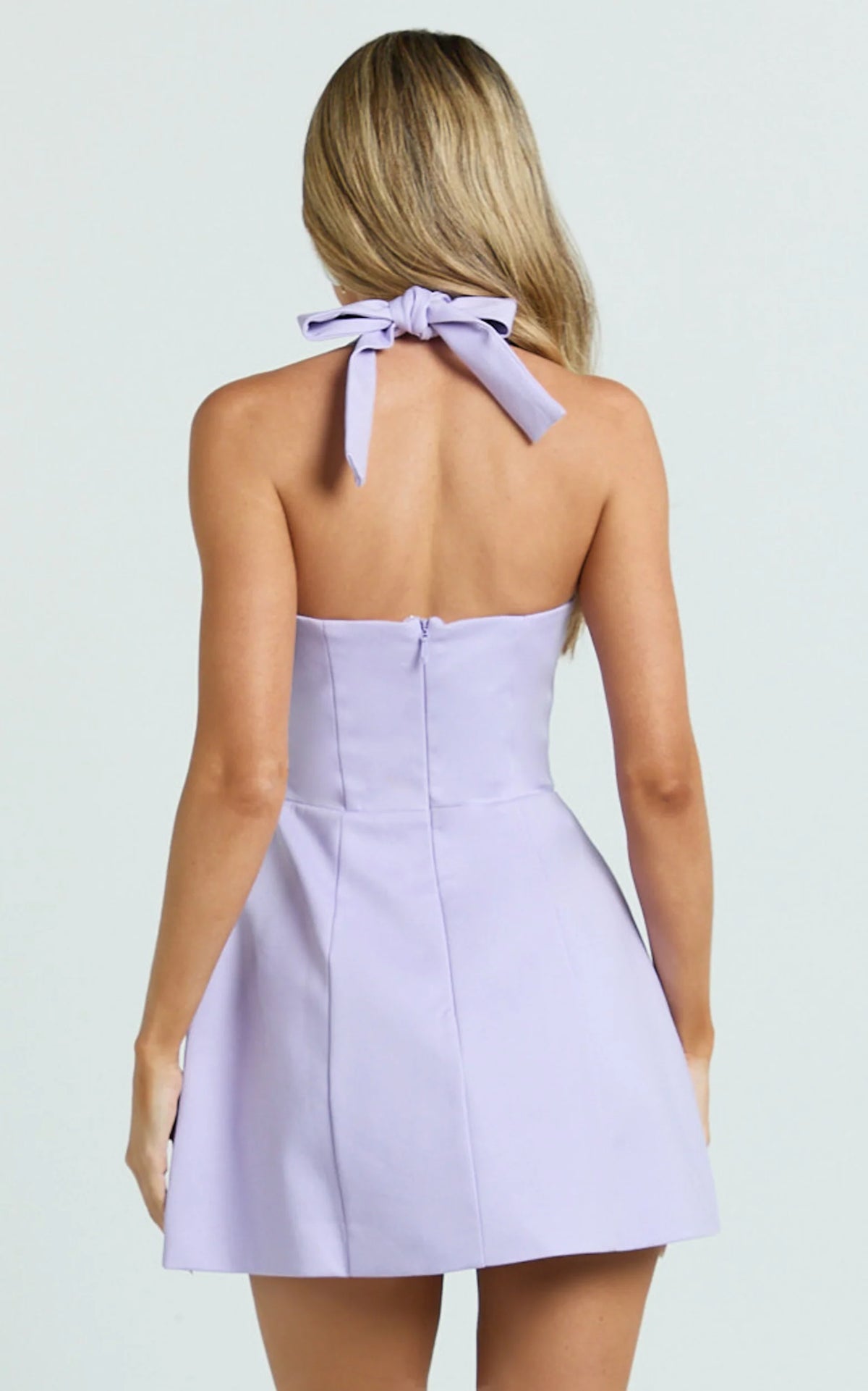 Dante Mini Dress - Halter Neck Tie Tulip Skirt Dress in Sage