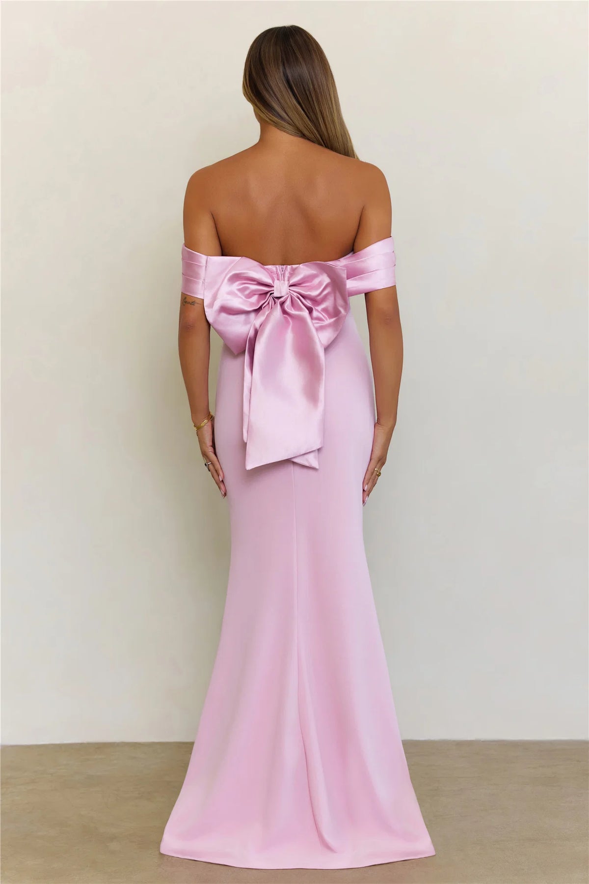 The Sleek Soirée Off Shoulder Maxi Dress Plum