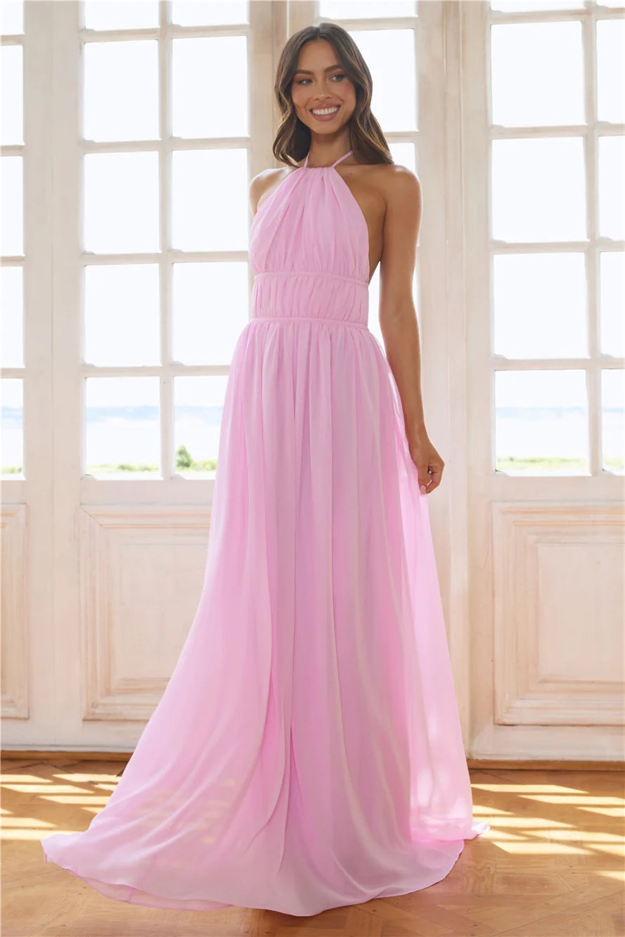 Luxuriously Stylish Halter Maxi Dress Black