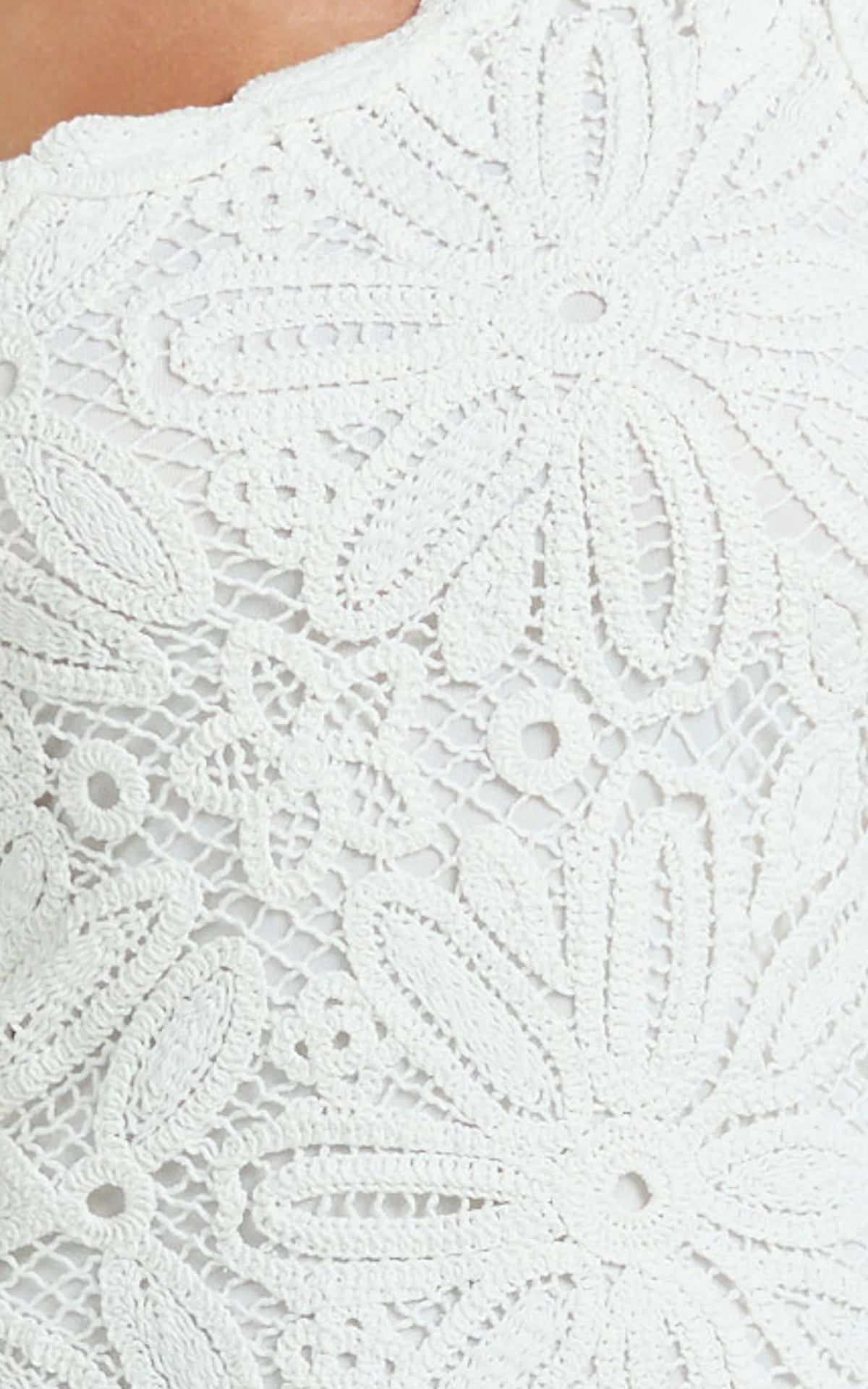 Charlene Mini Dress - Crochet Knitted One Shoulder Dress in White