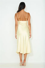 Blossom Joy Satin Midi Dress Yellow