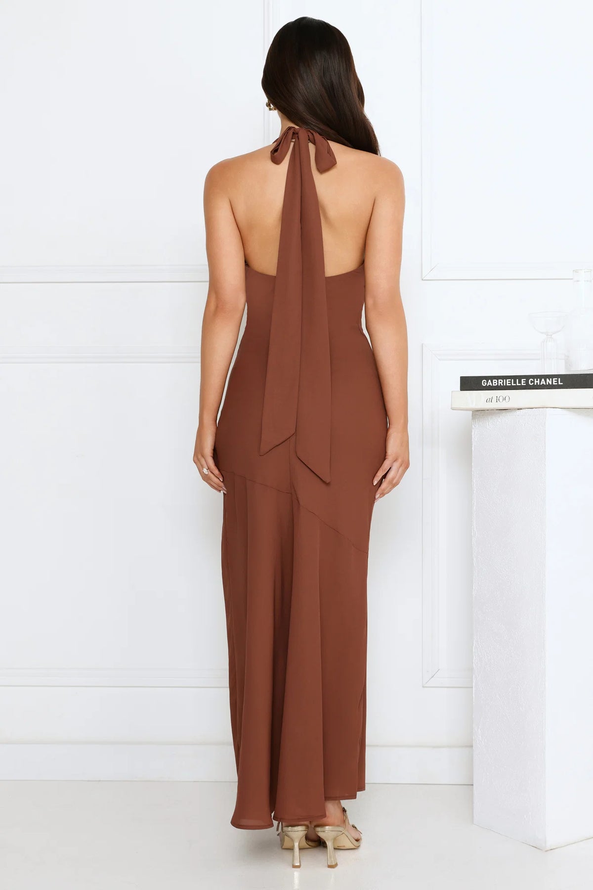 Polished Edge Halter Maxi Dress Blue
