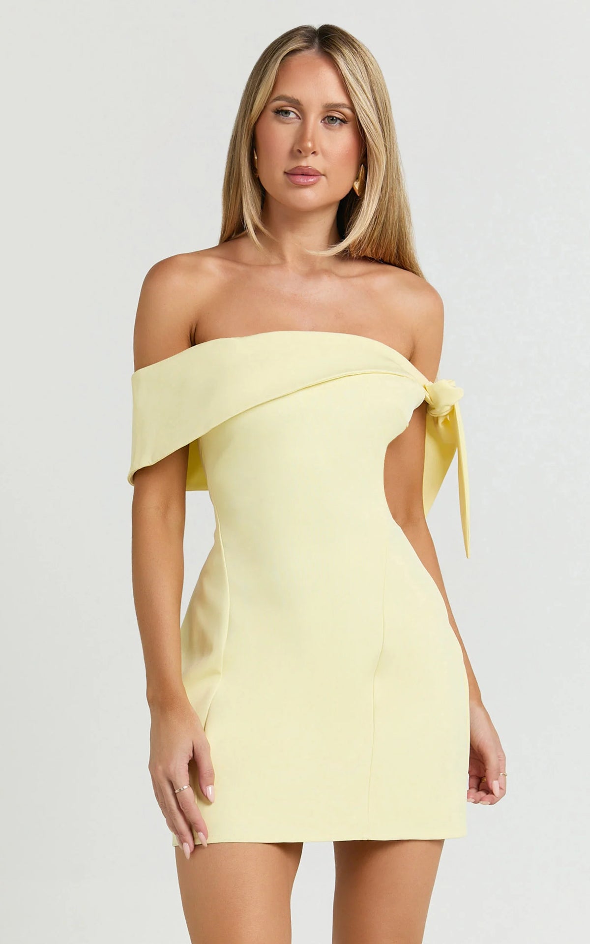 Cecilia Mini Dress - Off Shoulder Tie Detail Dress in Black