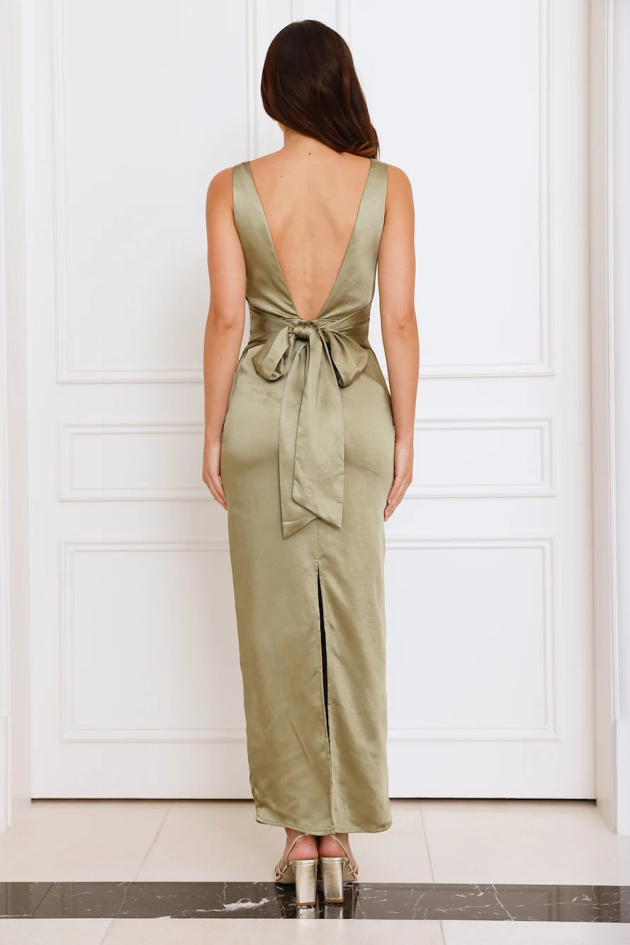 Twilight Affair Satin Maxi Dress Blue