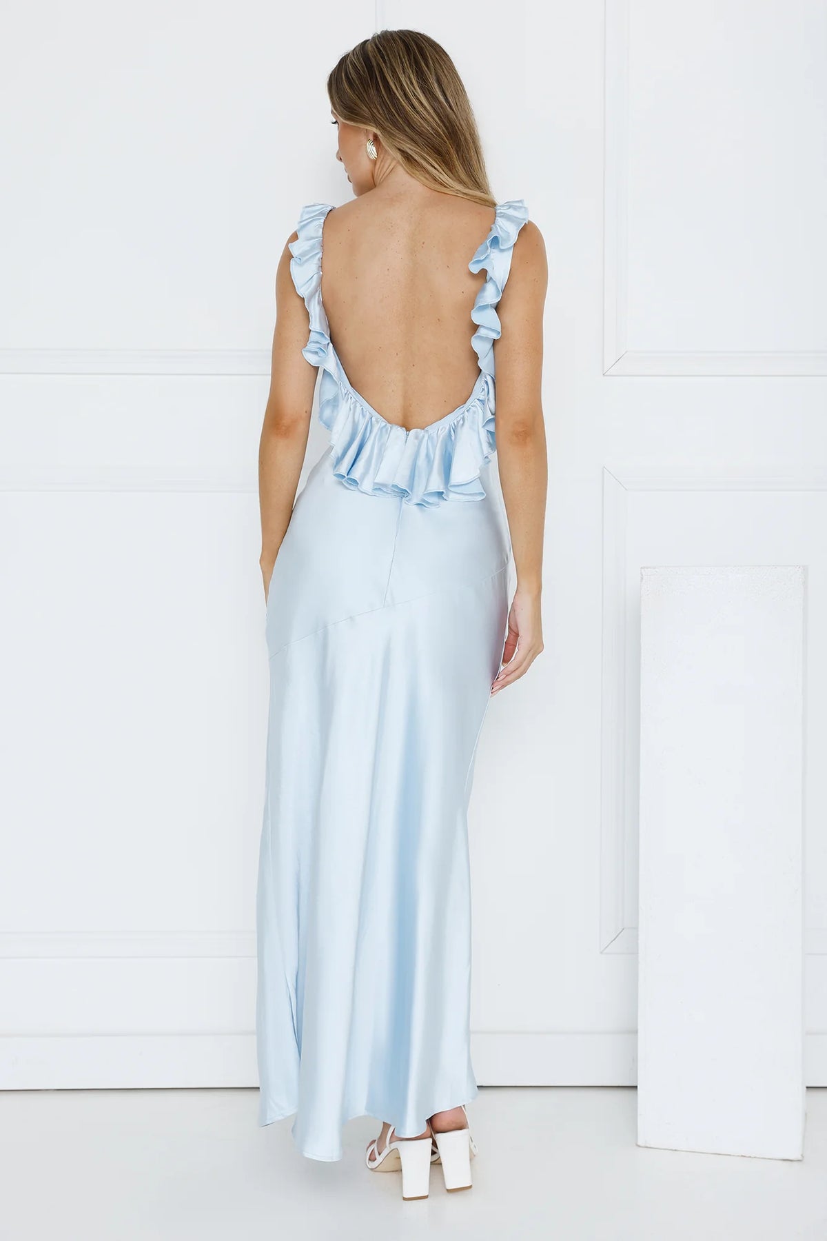 Chasing The Spark Satin Maxi Dress Blue
