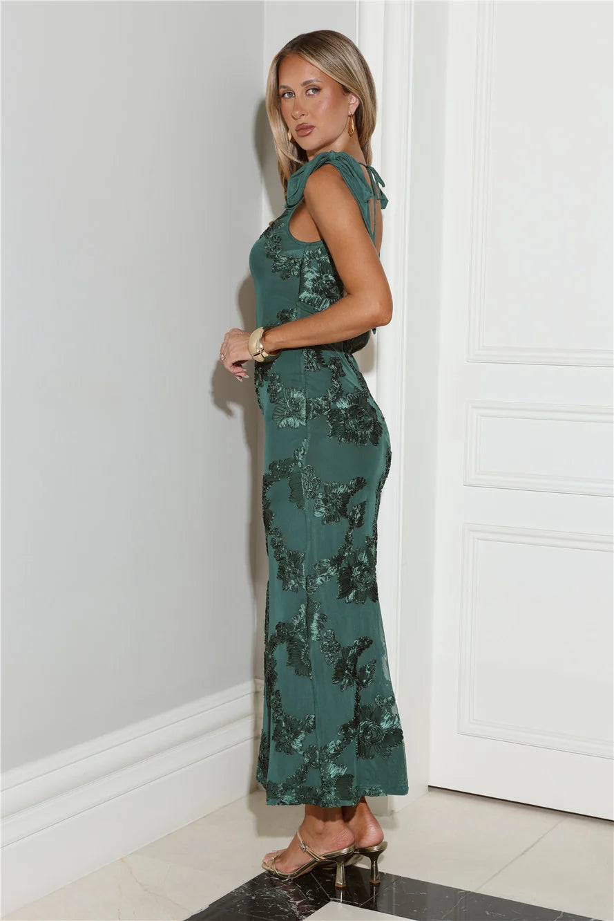 Golden Doll Mesh Maxi Dress Blue