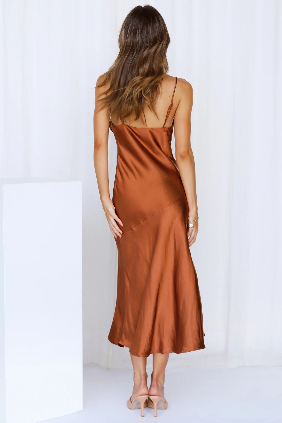 Lychee Martini Satin Midi Dress Forest Green