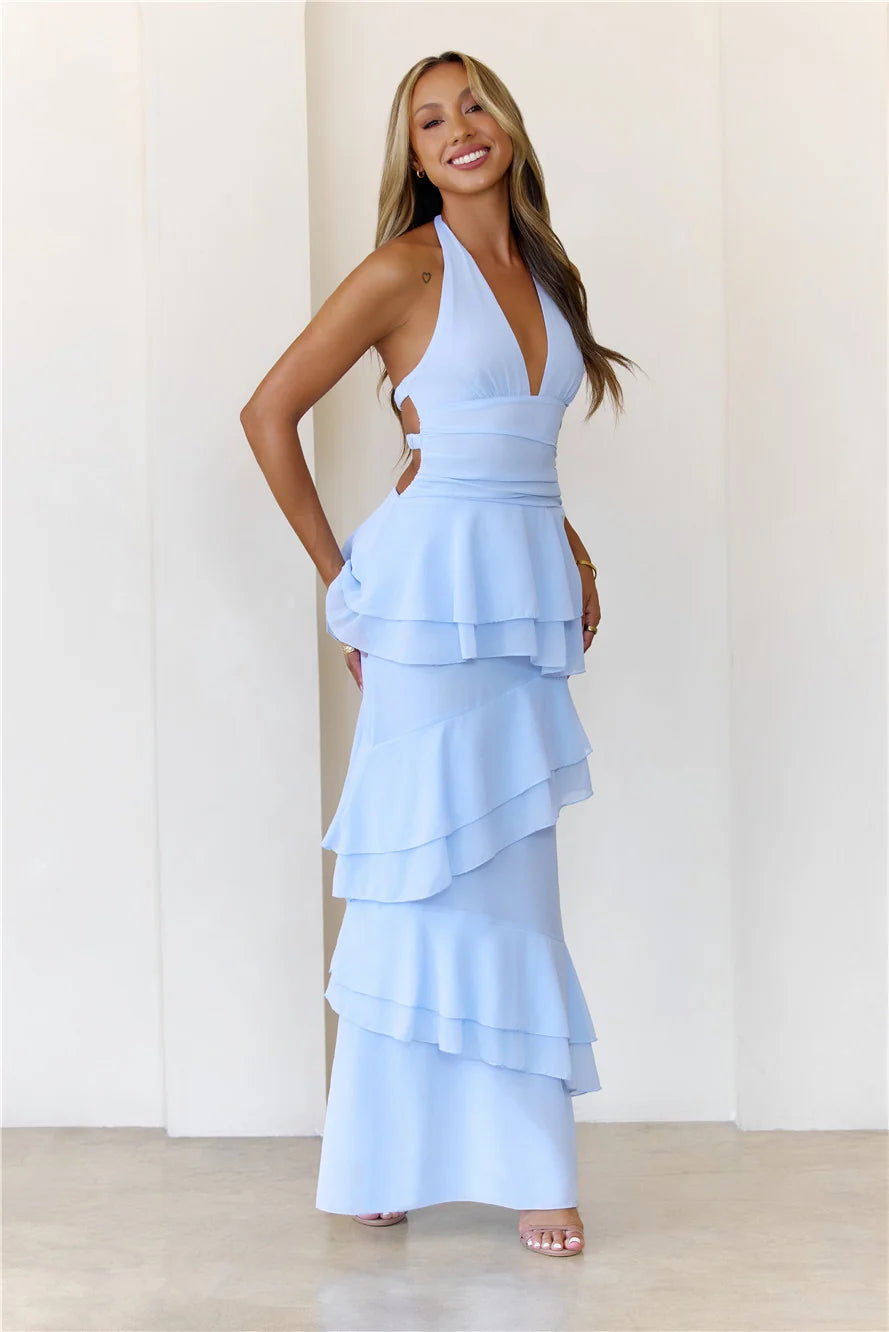 Power Glow Halter Maxi Dress Lilac