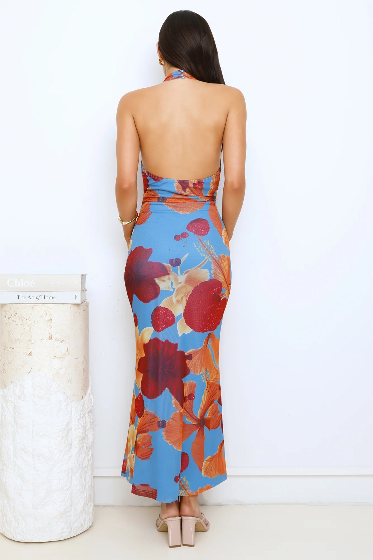 Love Rush Mesh Halter Maxi Dress Blue