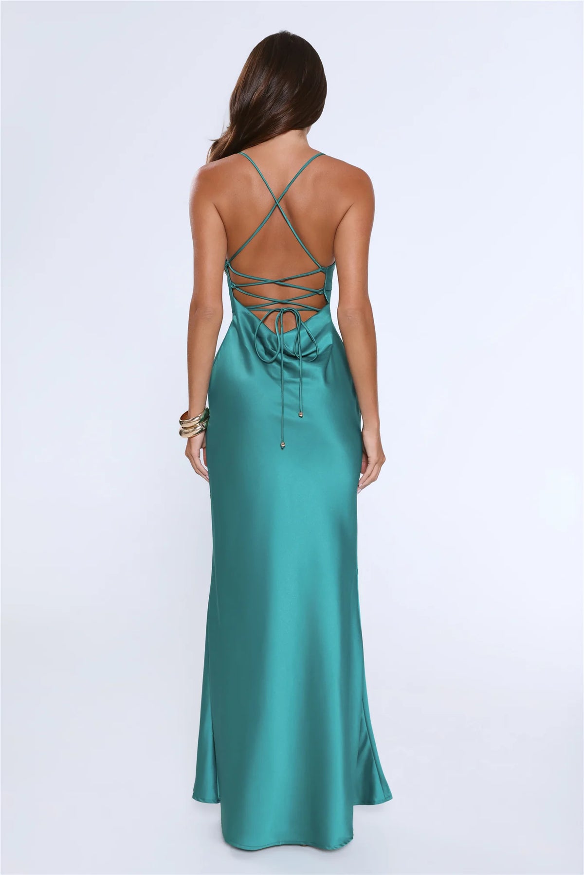 Evening Energy Satin Maxi Dress Blue