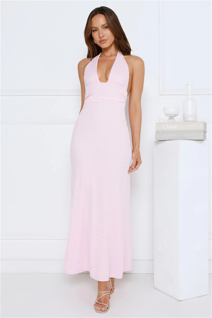 Palm Avenue Halter Maxi Dress Pink