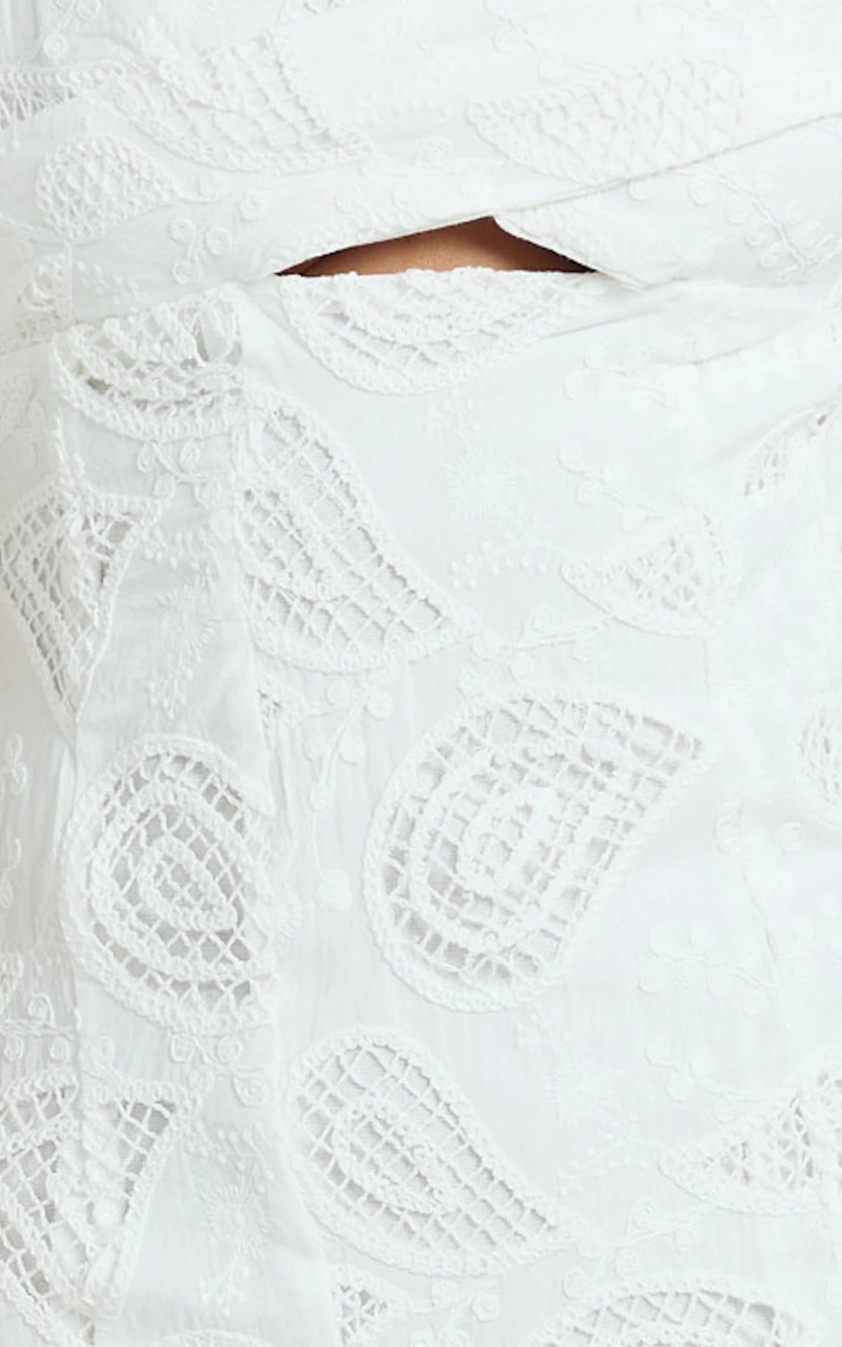 Zayla Mini Dress - Sweetheart Tie Back Broderie Mini Dress in White