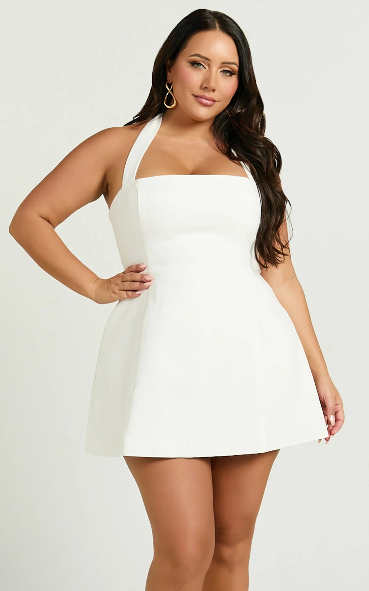 Dante Mini Dress - Halter Neck Tie Tulip Skirt Dress in Soft Blue
