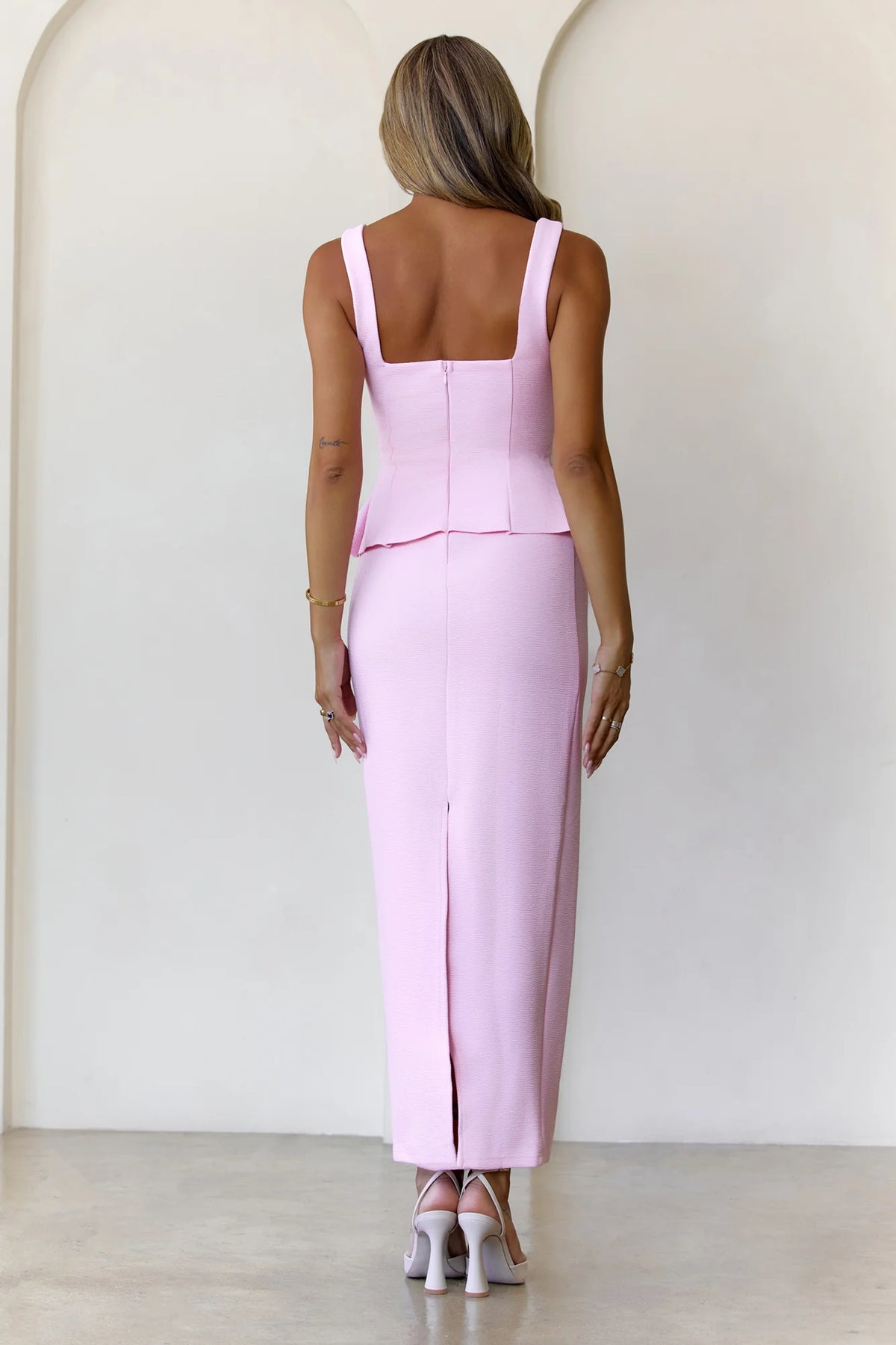 Sculpted Grace Maxi Dress Pink